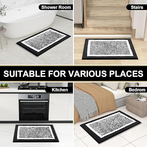 Miniatura 9 de OLANLY Alfombras de baño 36x24, tapetes de baño de microfibra extra suave y absorbente, antideslizantes, lavables a máquina, tapete de baño