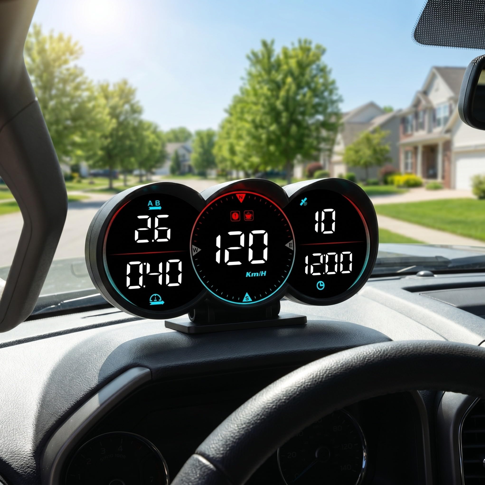 Toyvian Cyfrowy Wyświetlacz Hud Do Samochodu i Motocykla z GPS Prędkościomierz Head Up z Alarmem Przekroczenia Prędkości Szybka Instalacja Desce Rozdzielczej Wskazanie Prędkości i