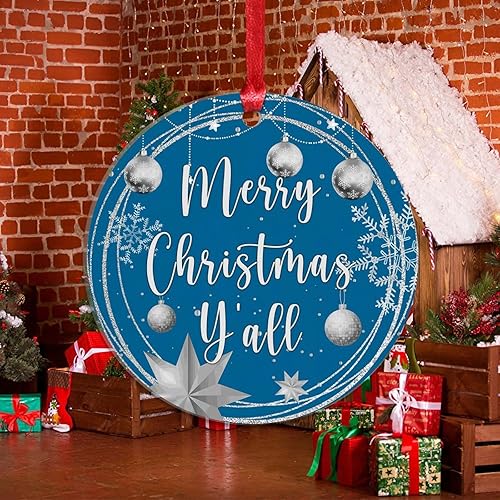 Miniatura 40 de Christmas Ornament Merry Christmas Y'all Christmas Tree Decorations Gold Snowflake Ball Wreath Novelty Acrylic Ornaments Xmas Gift Home Xmas Tree