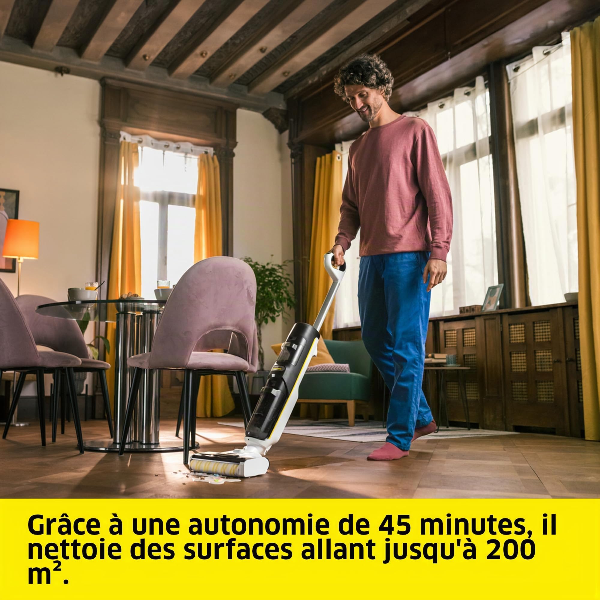 KÄRCHER aspirateur laveur FCV 4 Dry Extra 3-en-1 autonomie 45 min rendement 200 m² capteur Dynamic Control