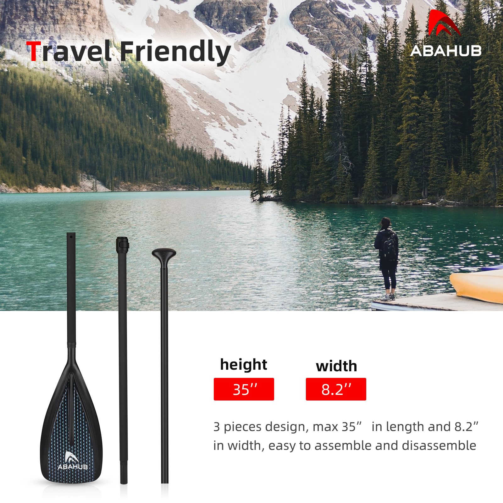 Abahub 3ピース SUPパドル パドルボード用 超軽量 Amazon | Abahub カーボン SUP パドル、1 x 3 セクション調節