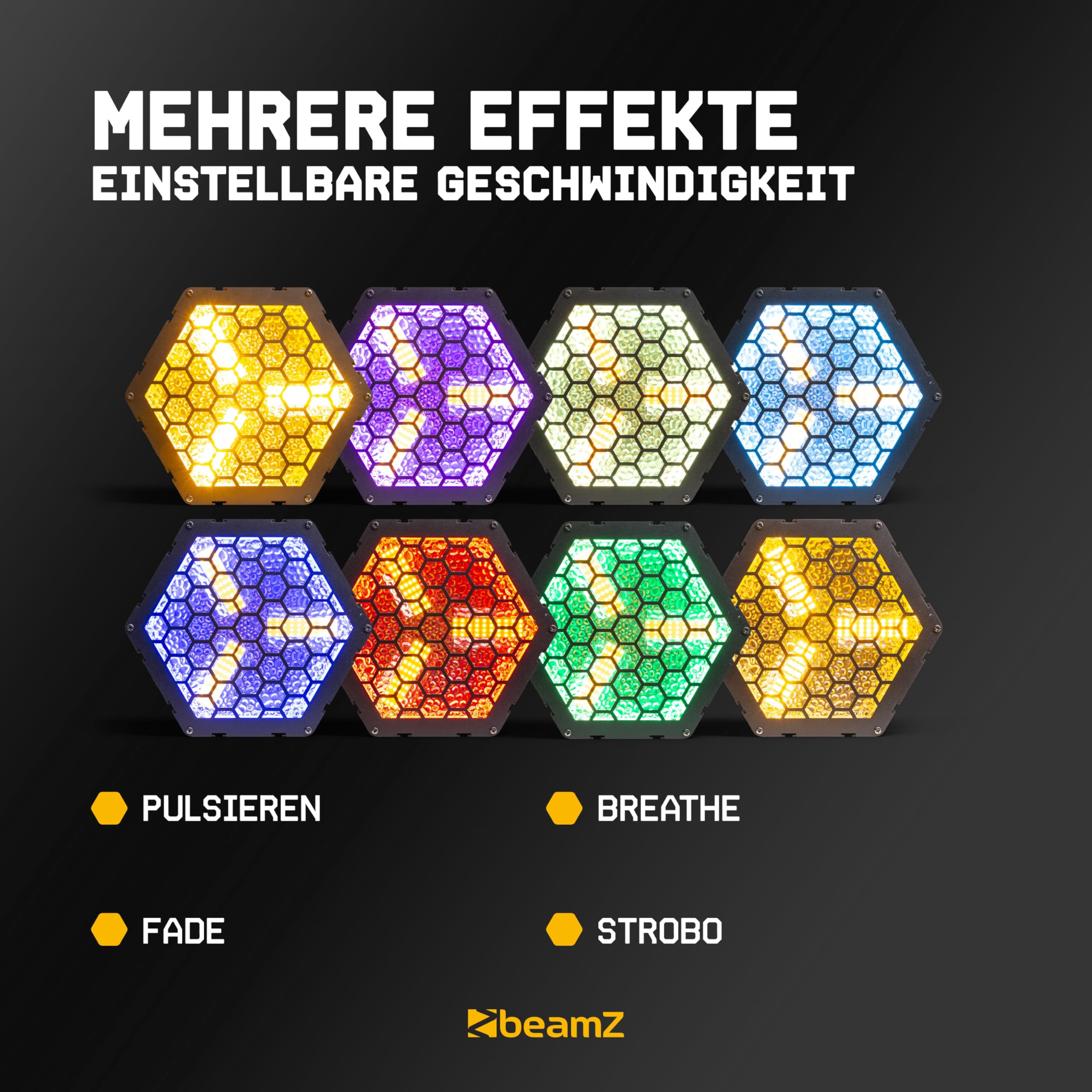 BeamZ RB90 6er Set Retro Stage Blinder 3 x 30 Watt LED Effektstrahler DMX Licht, 3-in-1 Bühnenlicht Deko DJ Lichtanlage Party, Lichtorgel Warmweiß, 72x RGB-SMD-LEDs, Stroboskop, Disco Beleuchtung