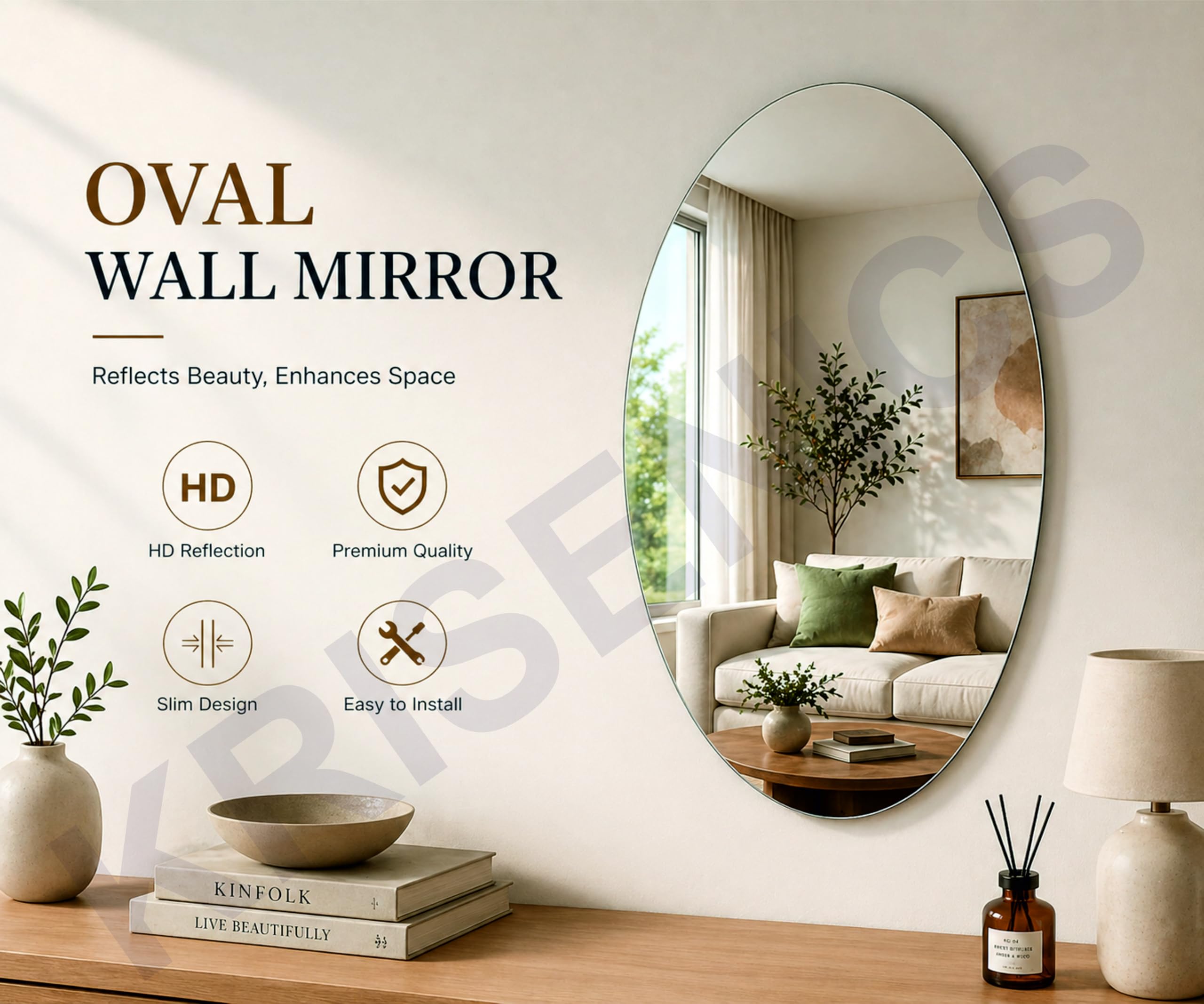 Oval Adhesive Mirror Stickers - Brighten Your Home -3