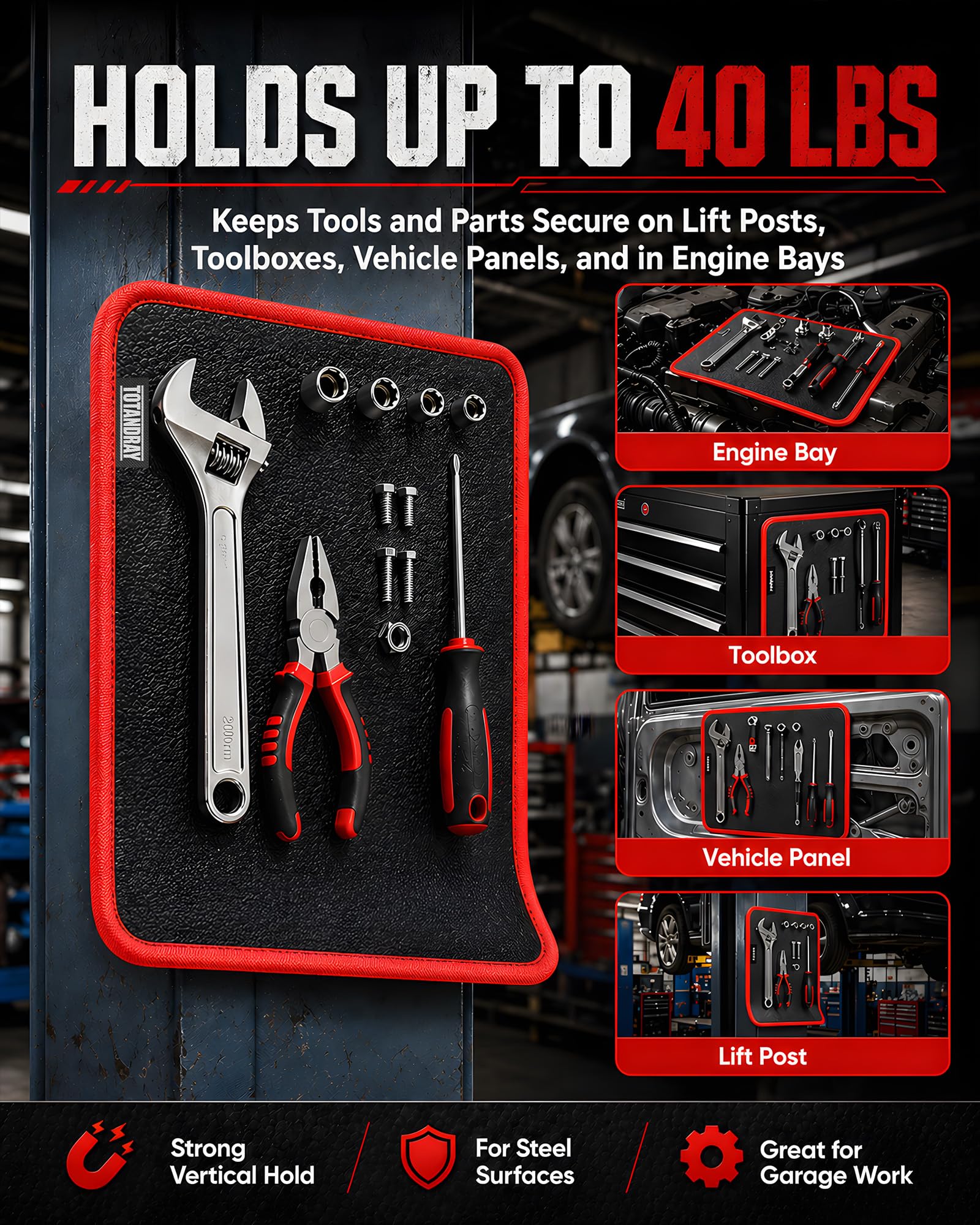 Magnetic Tool Mat 40 LBS Heavy Duty Flexible Magnetic Tool Holder — Amazon image 3