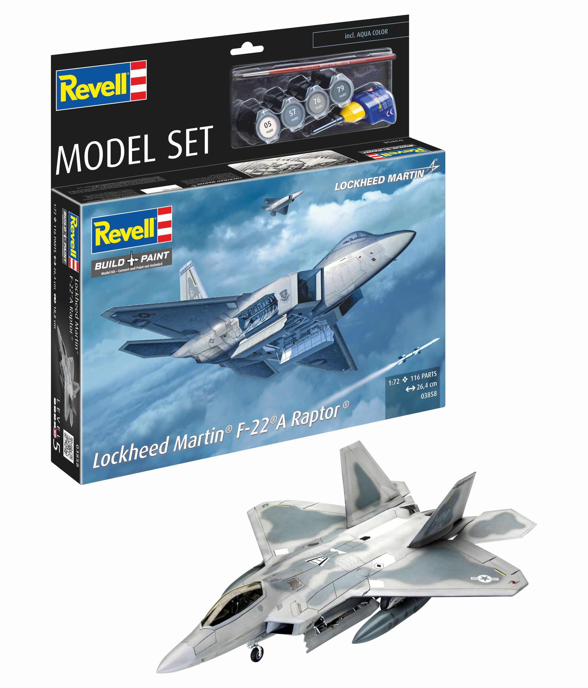 航空機・ヘリコプター Franklin Mint Armour F-22A RAPTOR 1/48 Revell Model Set 63858 Lockheed Martin F-22A Raptor 1:72 Scale