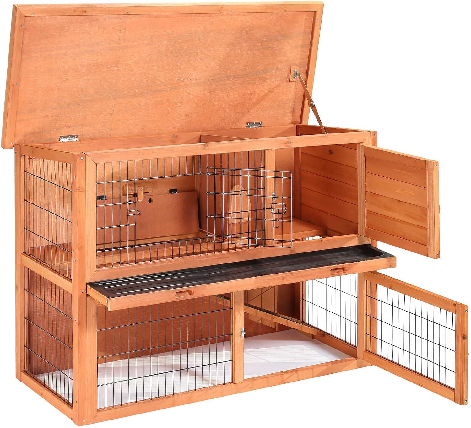 SmithBuilt 48" Rabbit Hutch - Two Story Wood Bunny Cage