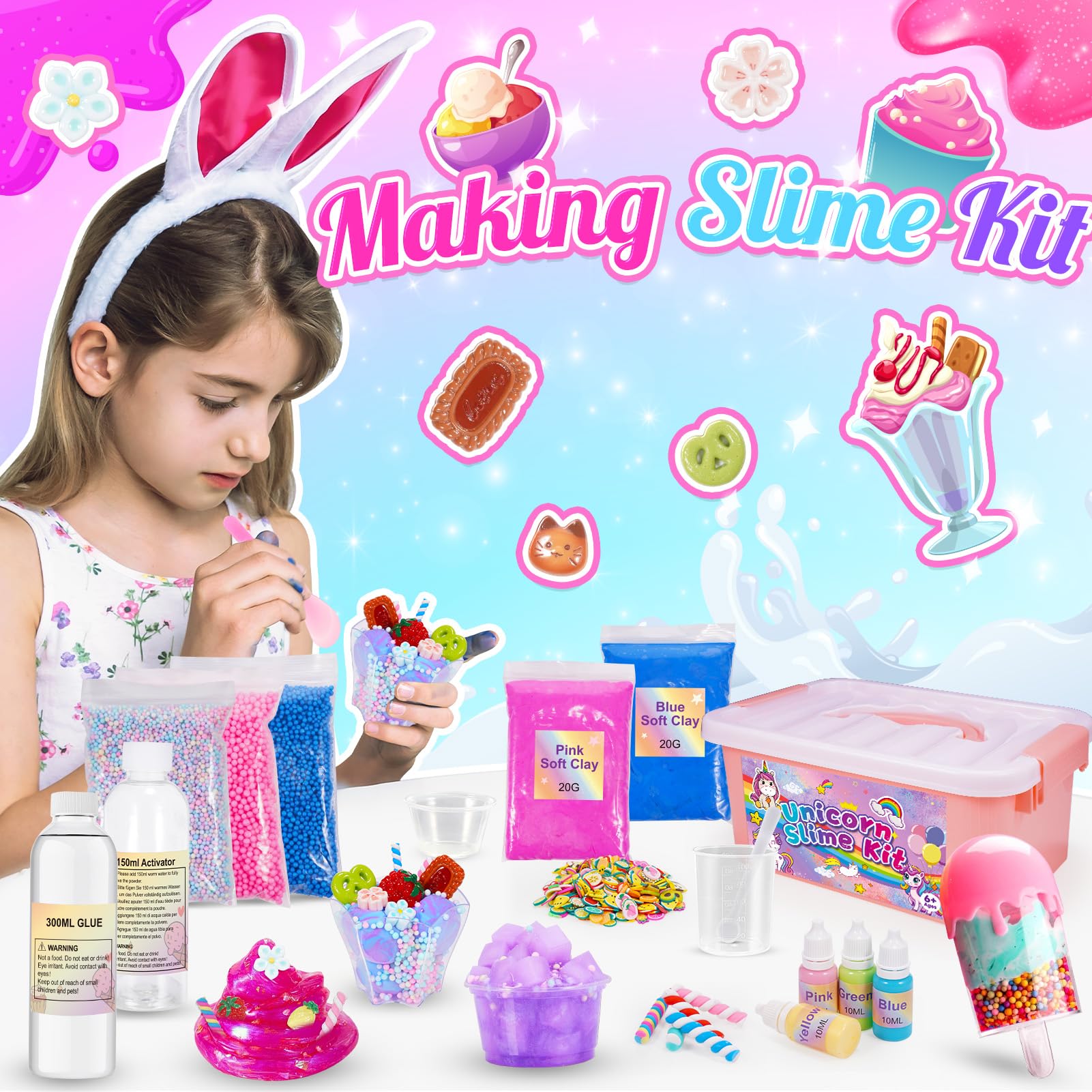 Adeokay Slime per Bambini, Giochi Bambina 6 7 8 9 10 11 12 Anni Femmina Fruit Slime Fluffy Regalo Bimba 6-12 Anni Femmina Slime Kit Lavoretti Creativi per Bambini Slime Giocattoli Bambina 6-12 Anni