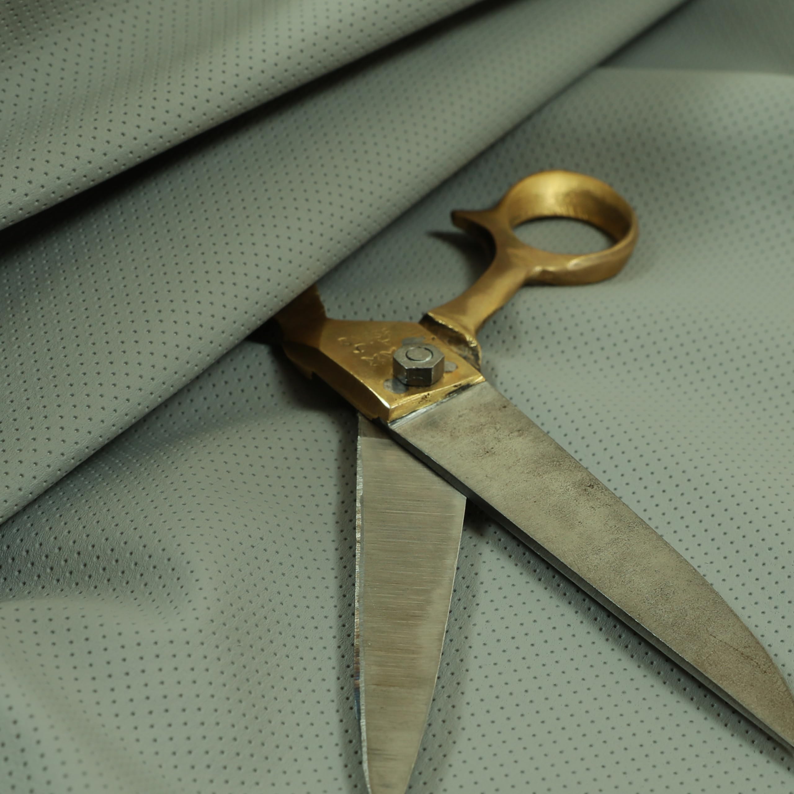 Redbrick Mill Fabrics Flame Retardant Soft Textured Perforated Grey Faux Leather Camper Van Seating Upholstery Fabric (Per Metre)