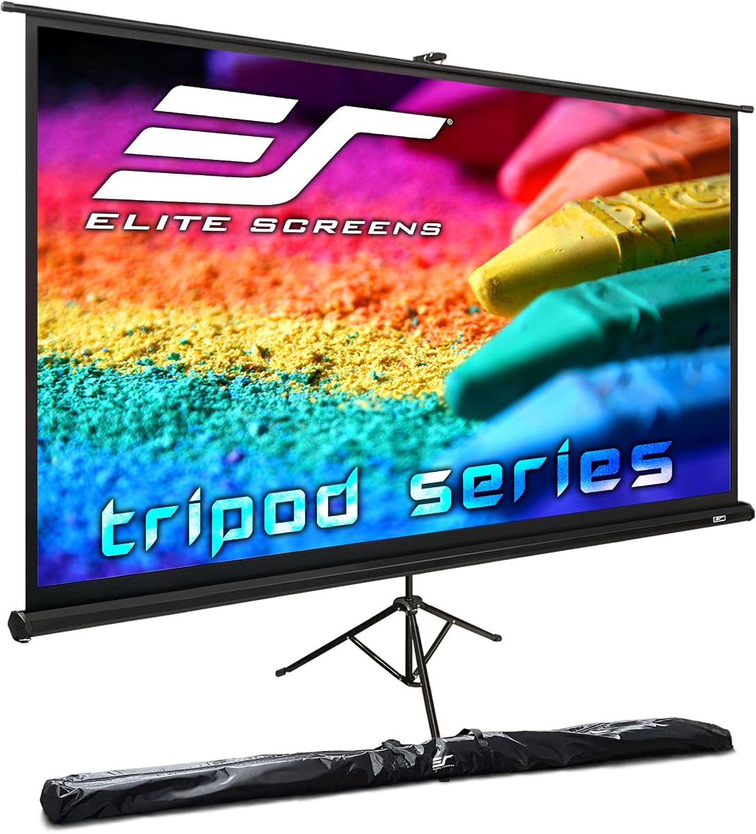 Elite Screens Tripod Series, 72-INCH 16:9, Indoor Outdoor Projector Screen, 8K / 4K Ultra HD 3D Ready, 2-Year Warranty, T72UWH
