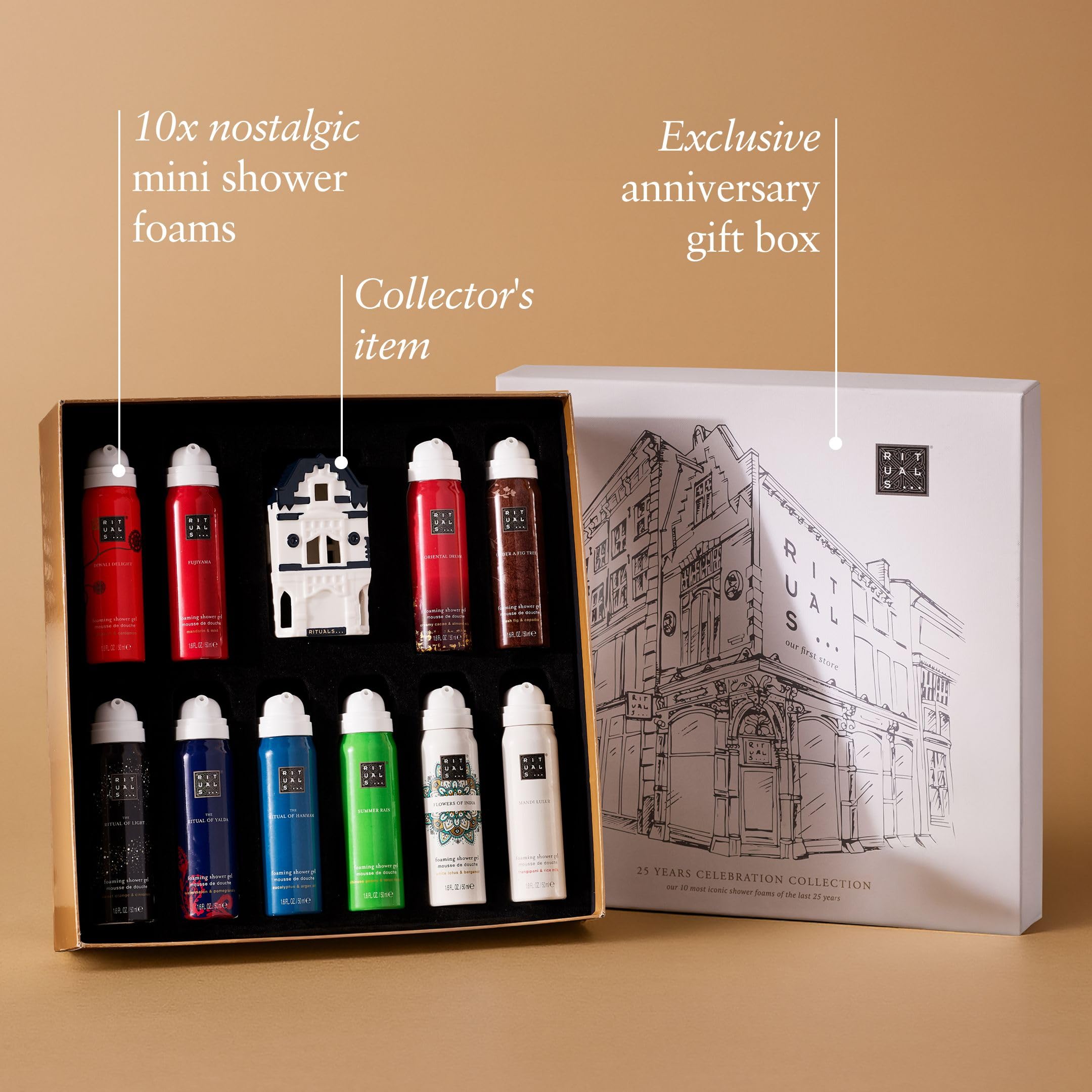 RITUALS Coffret cadeau de luxe en mousse douche, édition 25e anniversaire, collection de gel douche et gel douche 10 pièces, pour homme et femme, cadeau idéal pour anniversaire, Noël et spa