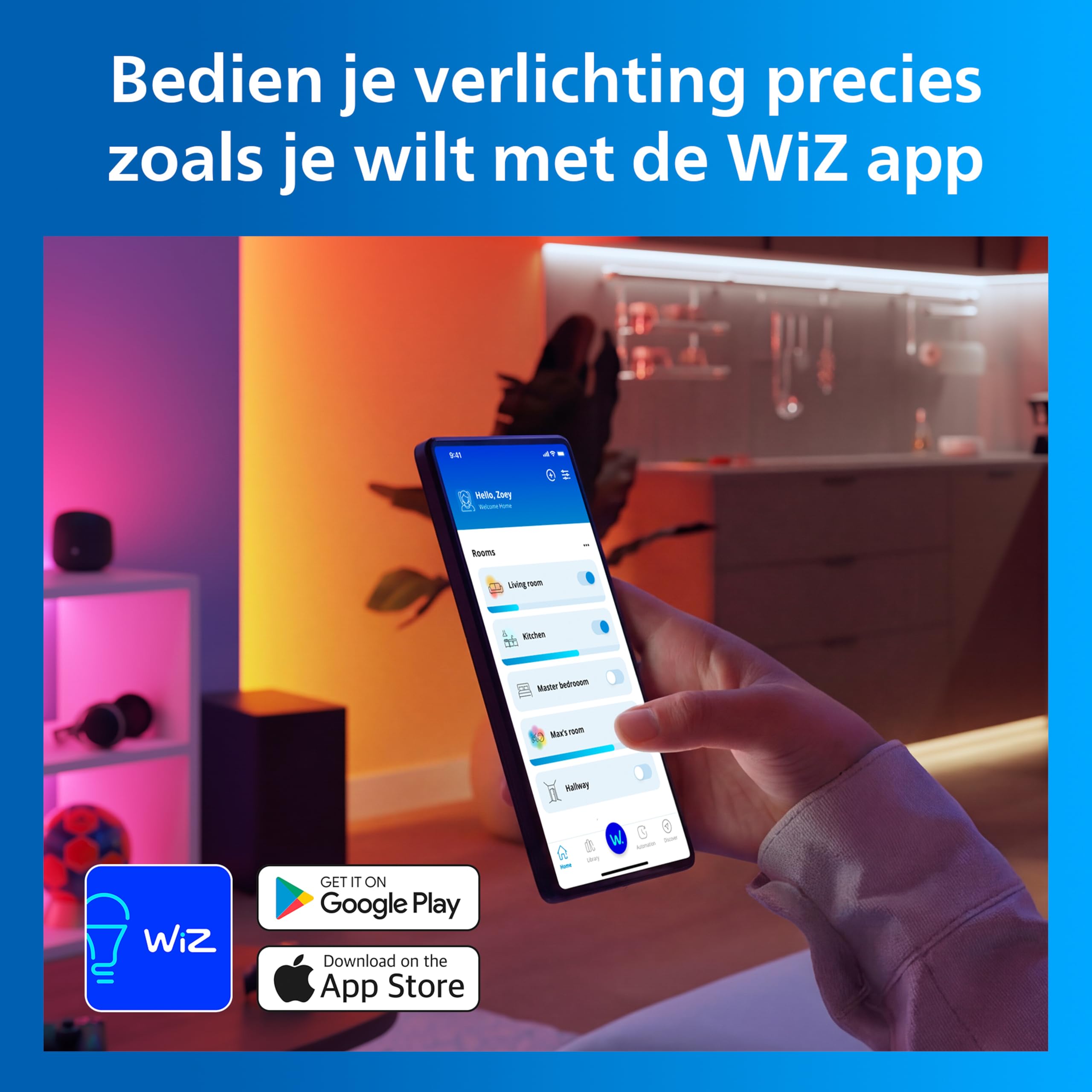 Philips Smart Lighting, Ampoule Connectée LED RGB C37, Pack 4, Culot E14, 470 lm, Lumière Couleur et Blanc Réglable 2200-6500 K, Gradation Faible, Connected by WiZ, Alexa, Google Home, Apple Home
