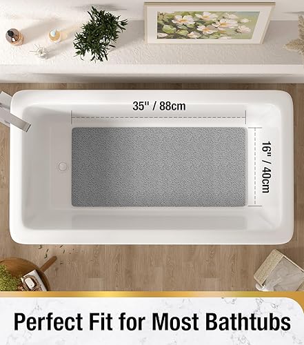 Miniatura 2 de HITSLAM Bathtub Mat Non Slip, 35 x 16 Inch Long Soft PVC Loofah Shower Mat, Bath Mat for Tub Without Suction Cups, Quick Drying Bath Tub Mat for