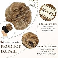 Vista 3 de Moño desordenado, clip de garra, moño desordenado, ondulado, rizado, extensiones de moño de cabello despeinado, moños de cabello recogido, clip