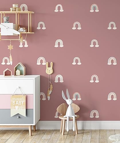 Rainbow Wall Decals - Fabric Wall Decals - Watercolor Rainbow Polka Dot Decals - Colorful Rainbow Pattern Stickers - Kids Room Nursery Bedroom Decal