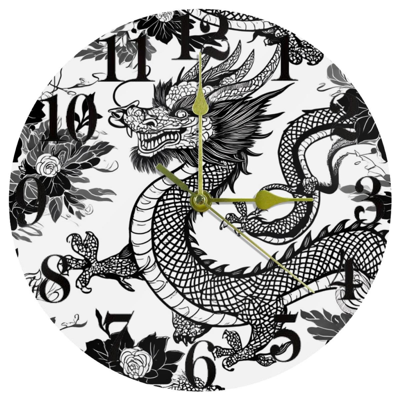 Horloge dragon traditionnelle avec mécanisme à quartz suspendue au salon ou au bureau