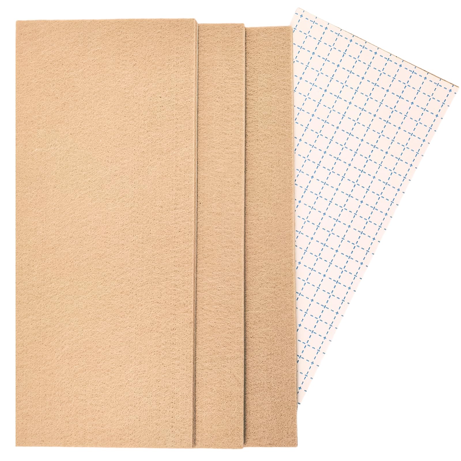 4 Pack Large Cut To Size Felt Sheets - Self Adhesive 13 x 30cm 4mm Thick Beige - Customisable Chair Glides to Avoid Scratches and Noise on Hardwood Floors