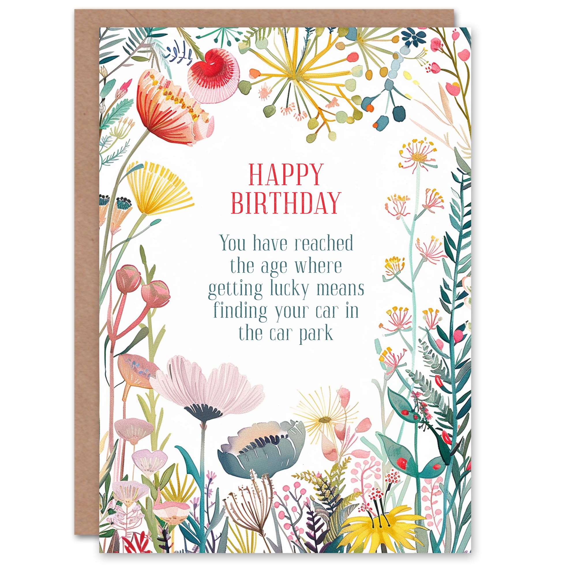 Artery8 Greeting Card Happy Flowers Get Lucky Means Find Car Funny For Her Grandmother Gran Granny Woman Birthday Card