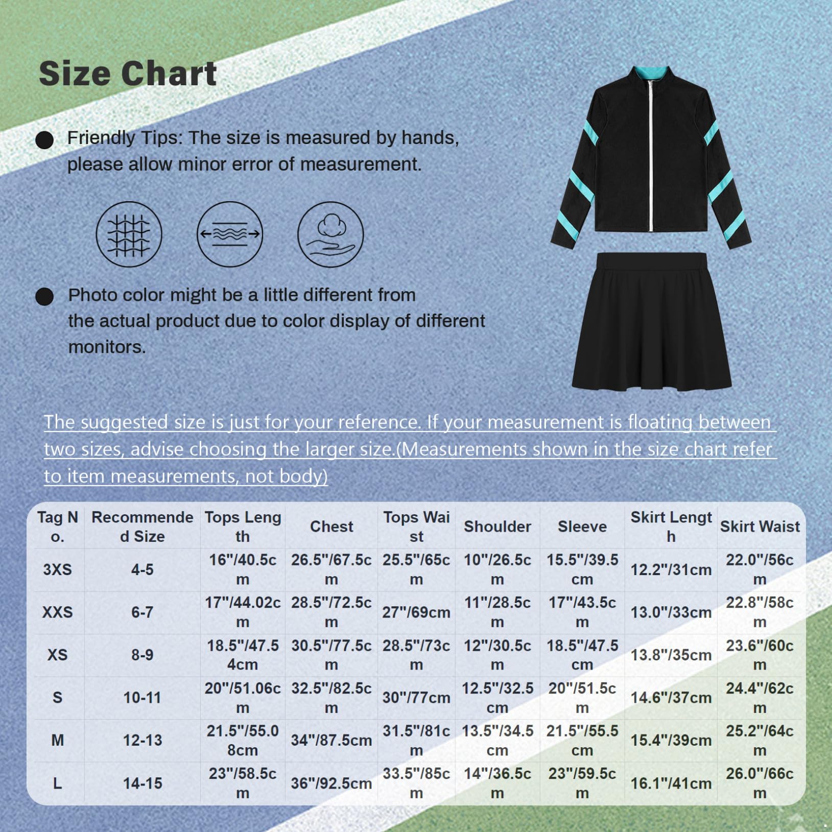 Freebily Kinder Mädchen Eiskunstlauf Anzug Jacke Rock Set Strass Eislaufen Trainingsoutfit Sweatjacke Sportrock Set Performance Tanzkleidung
