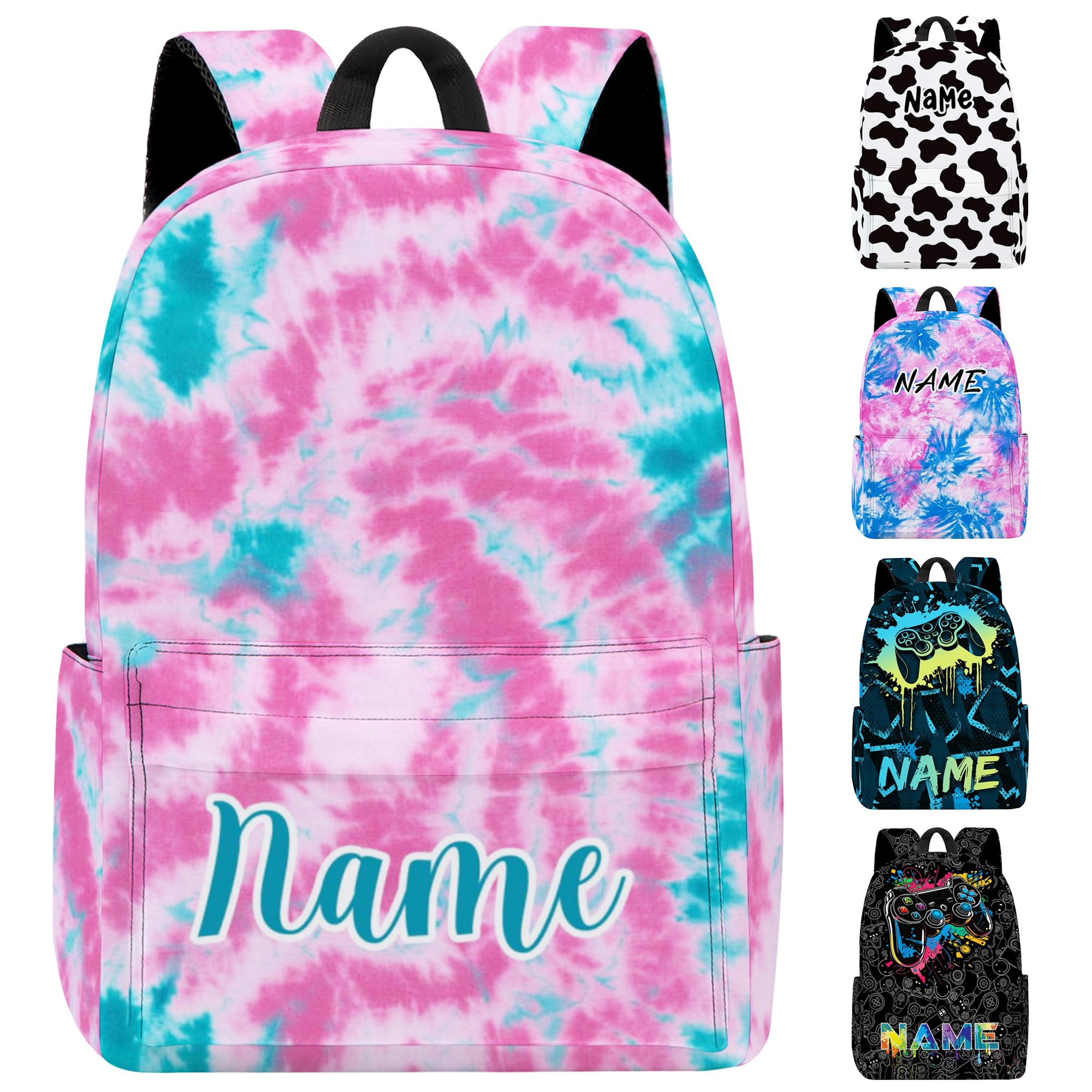 Custom Name Backpack, Personalized School Bag with Name for Kids Boys Girls Students, Customized Name Bookbags Gifts for Travel Camping Work