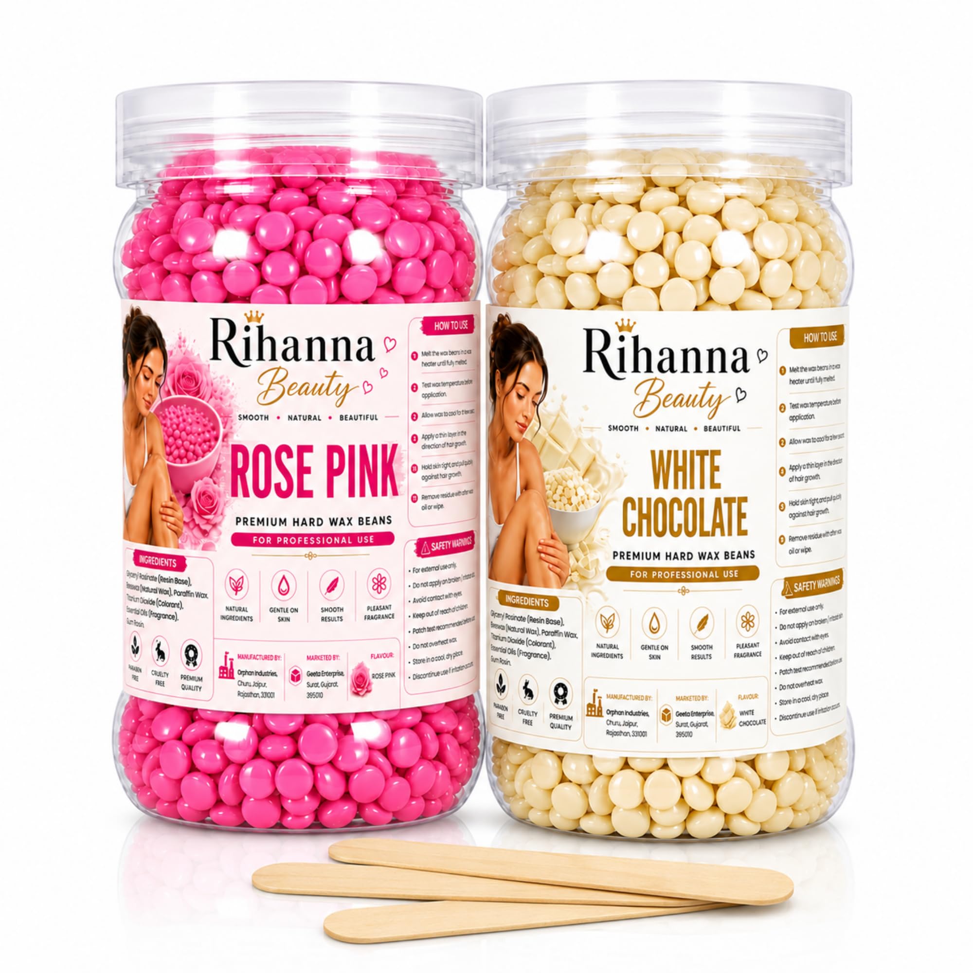 Hard Wax Beans Combo – White Chocolate & Rose Pink – 75g x 2 (150g) – Brazilian Painless Hair Removal for Face, Underarms, Legs & Bikini – No Strips, Gentle on Skin-image-39
