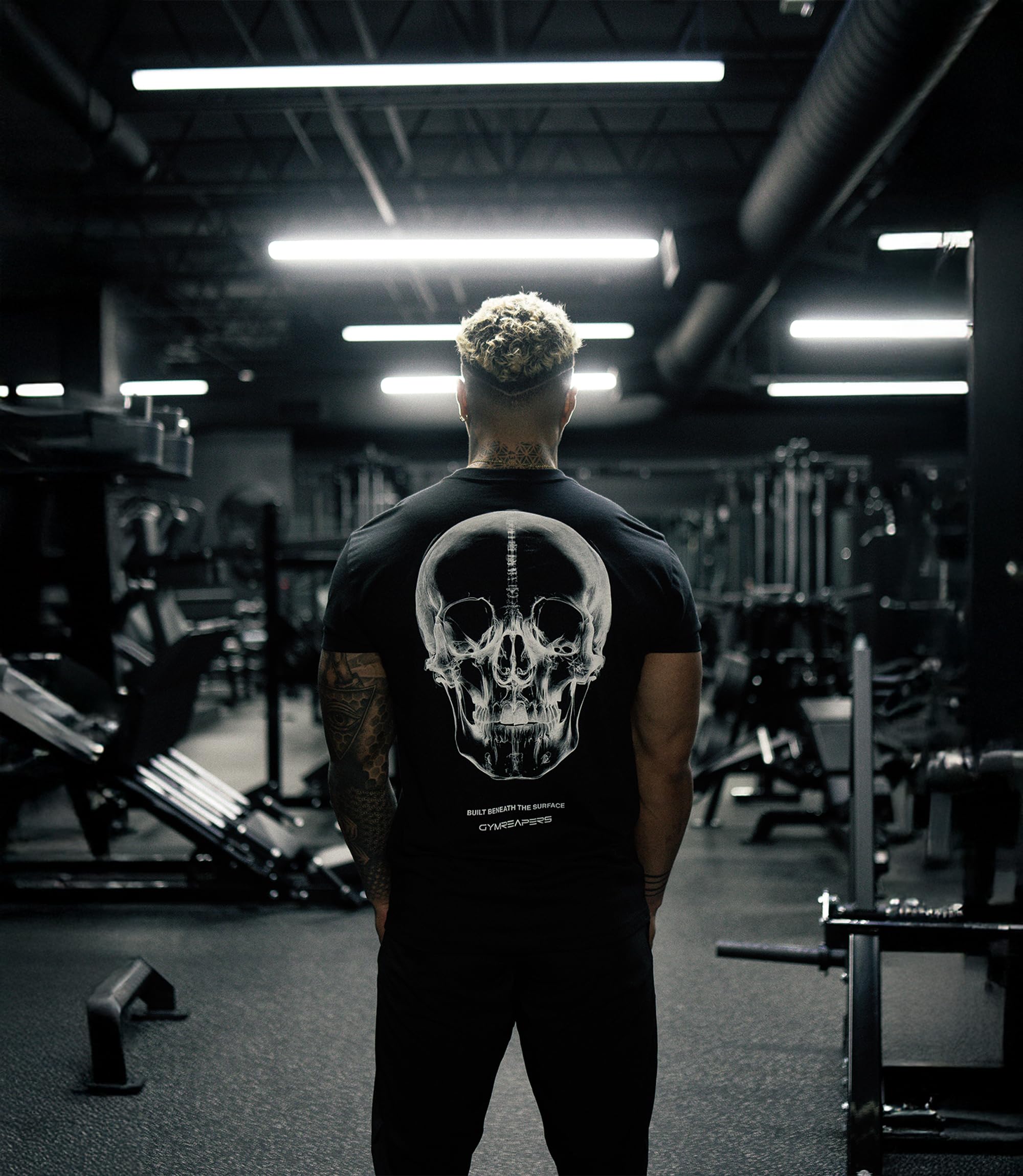 Gymreapers T-shirt da uomo con teschio, a maniche corte, per allenamento, palestra, corsa, atletica, maglietta asciutta