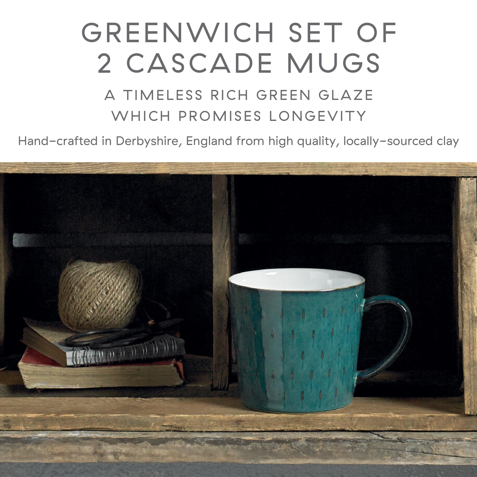 Amazon.com | Denby Greenwich Set of 2 Cascade Mugs, Green