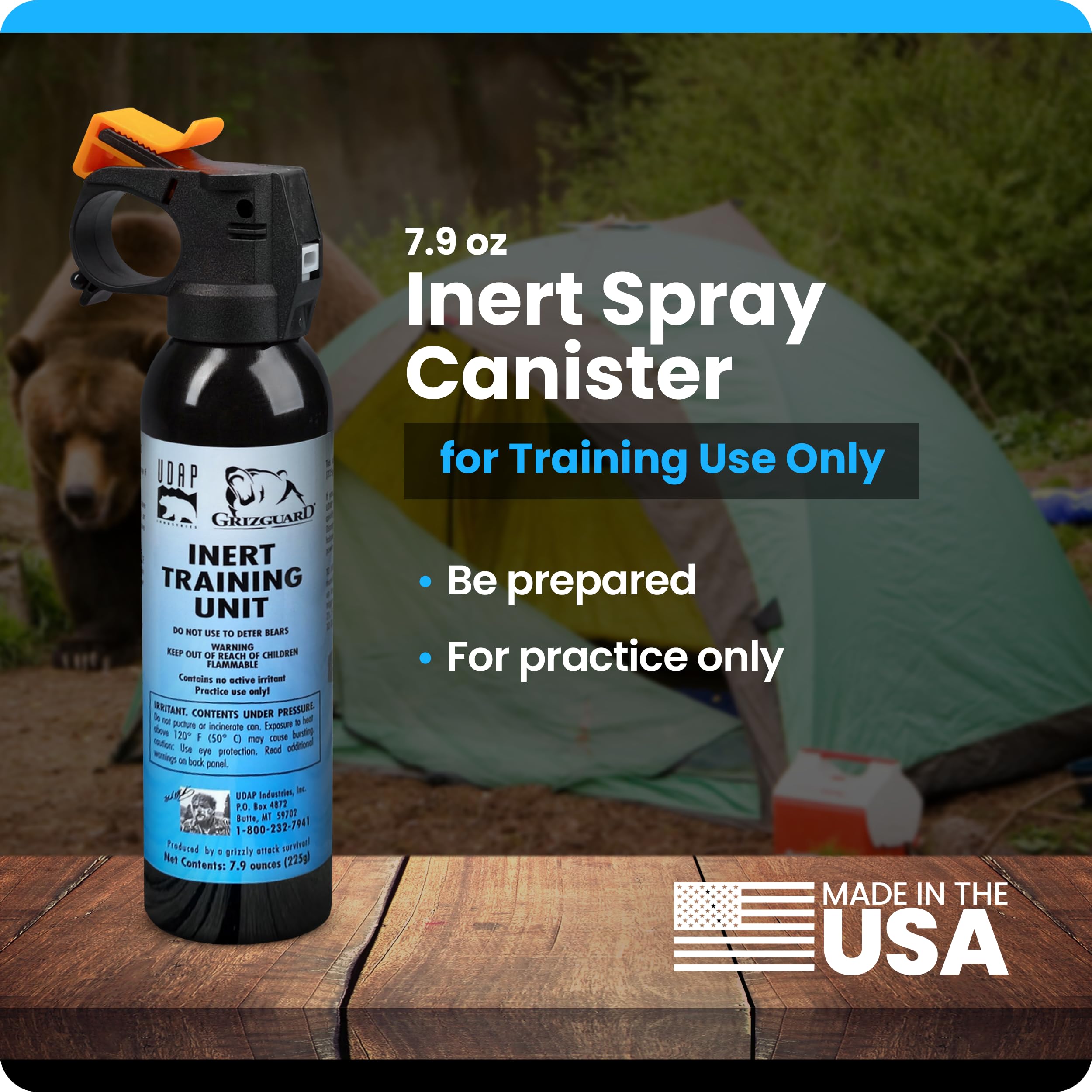 UDAP/Griz Guard Inert Training Unit - Practice Bear Spray Canister, No Active Pepper Ingredient, 12I, 7.9 oz