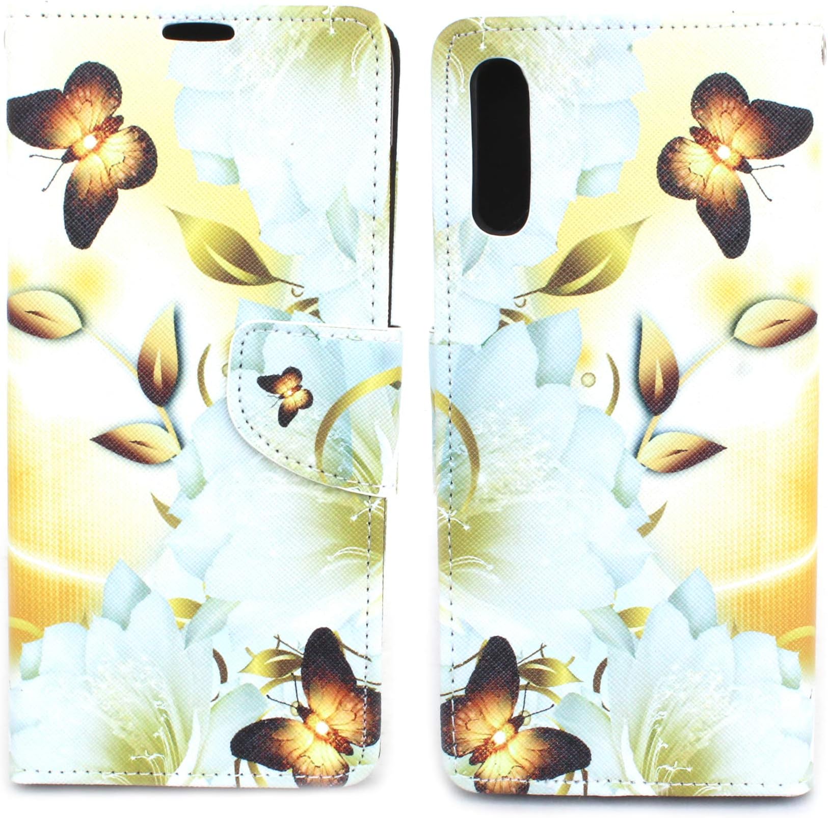 Arbuda Fancy Printed Designer Leather Flip Wallet Back Cover Case for Samsung Galaxy A70 - Yellow Flower