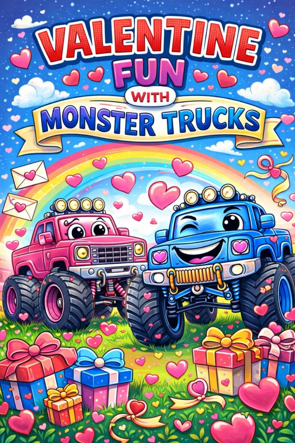 Valentine Fun with Monster Trucks: An Action-Packed Coloring Book for Kids Ages 4–8