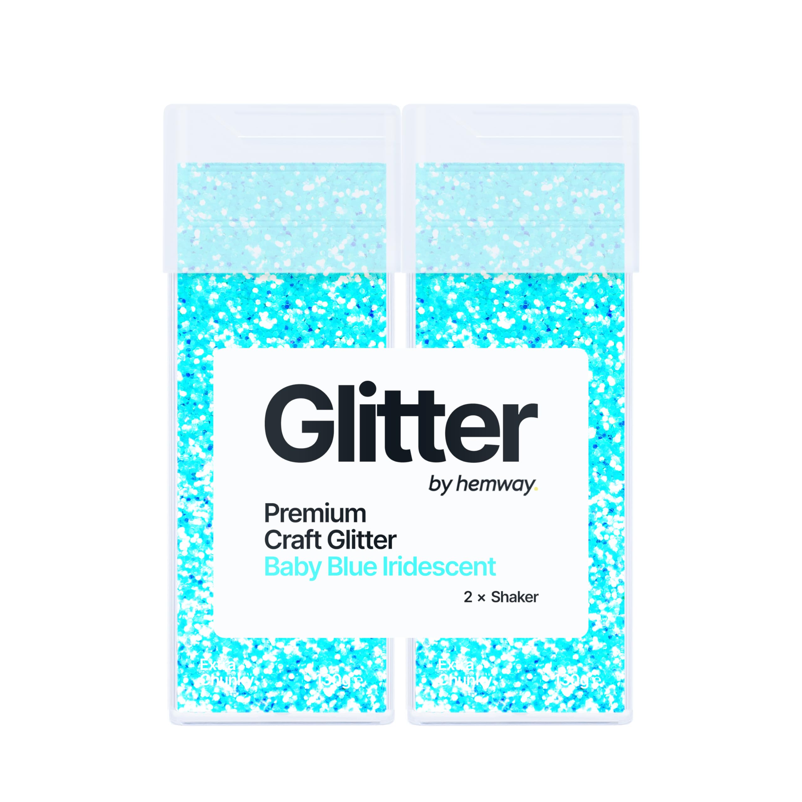 Hemway Glitter Shaker Baby Blue 130g x2 Pack Extra Chunky, Craft Glitter Shakers for Resin & Epoxy Crafts