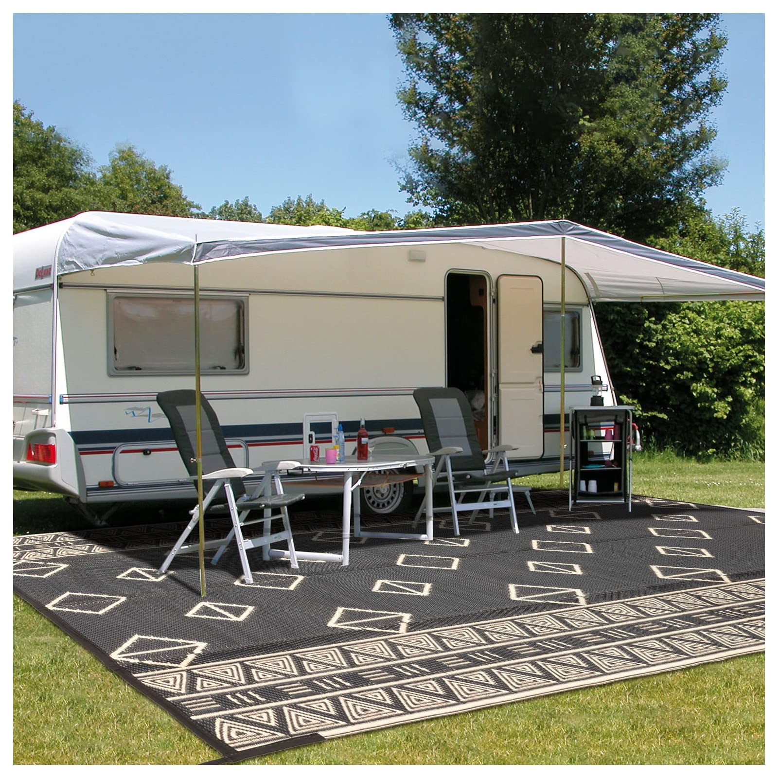 Outdoor Rugs for Patio 9'x12' Plastic Straw Rug Clearance for RV Camping Reversible Waterproof Large Area Rug Portable Carpet Floor Mat Deck Beach Backyard Outside Decor with 4 Corner Loops Stakes