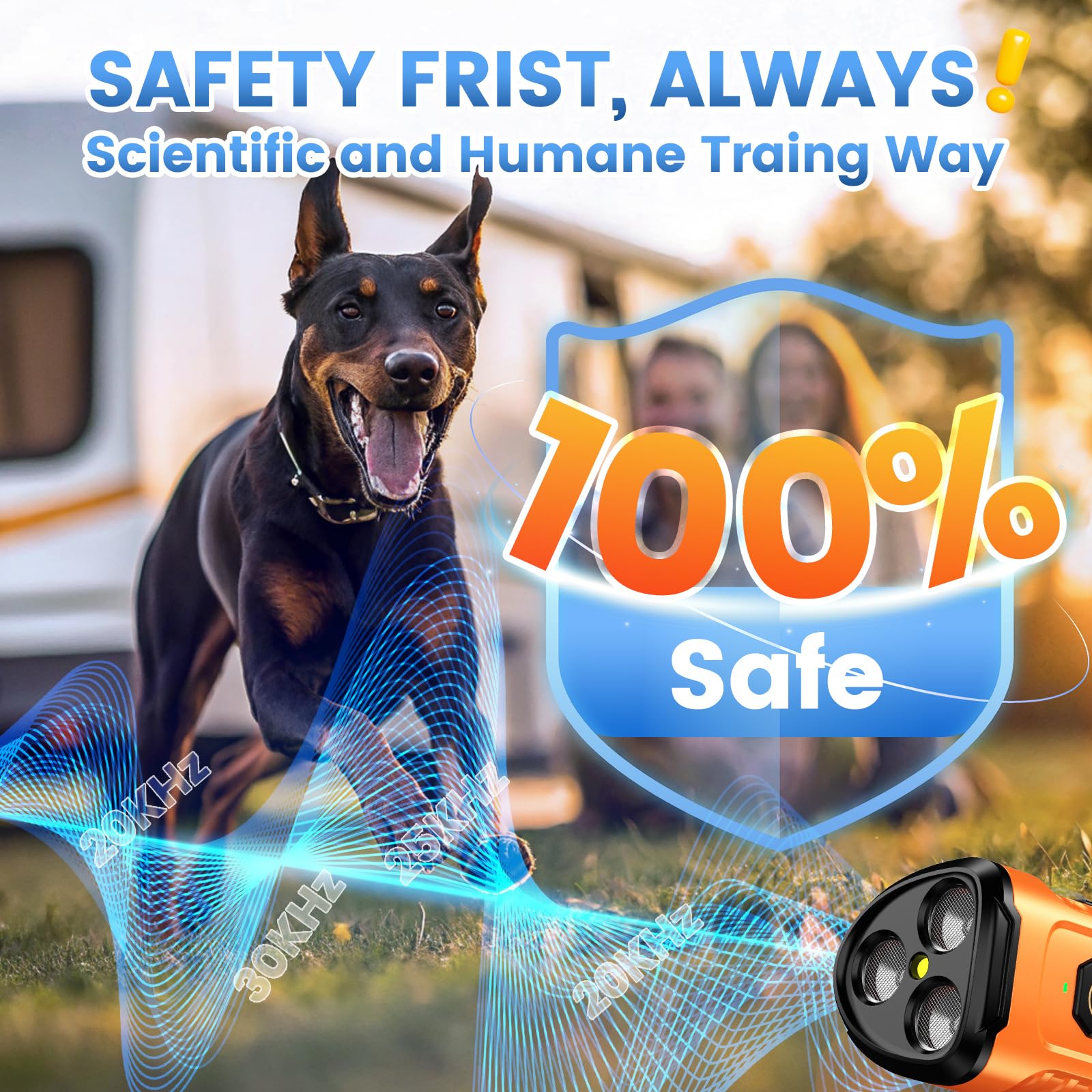 Dog Bark Deterrent Device 3X Anti Barking Device for Dogs, 5 Modes Stop Neighbors Dog Barks No More Safe for All Dogs 50FT Bark Control Indoor Outdoor with Flashlight,Rechargeable Training Device | 3 dispositivos disuasivos ultrasónicos de ladridos de per