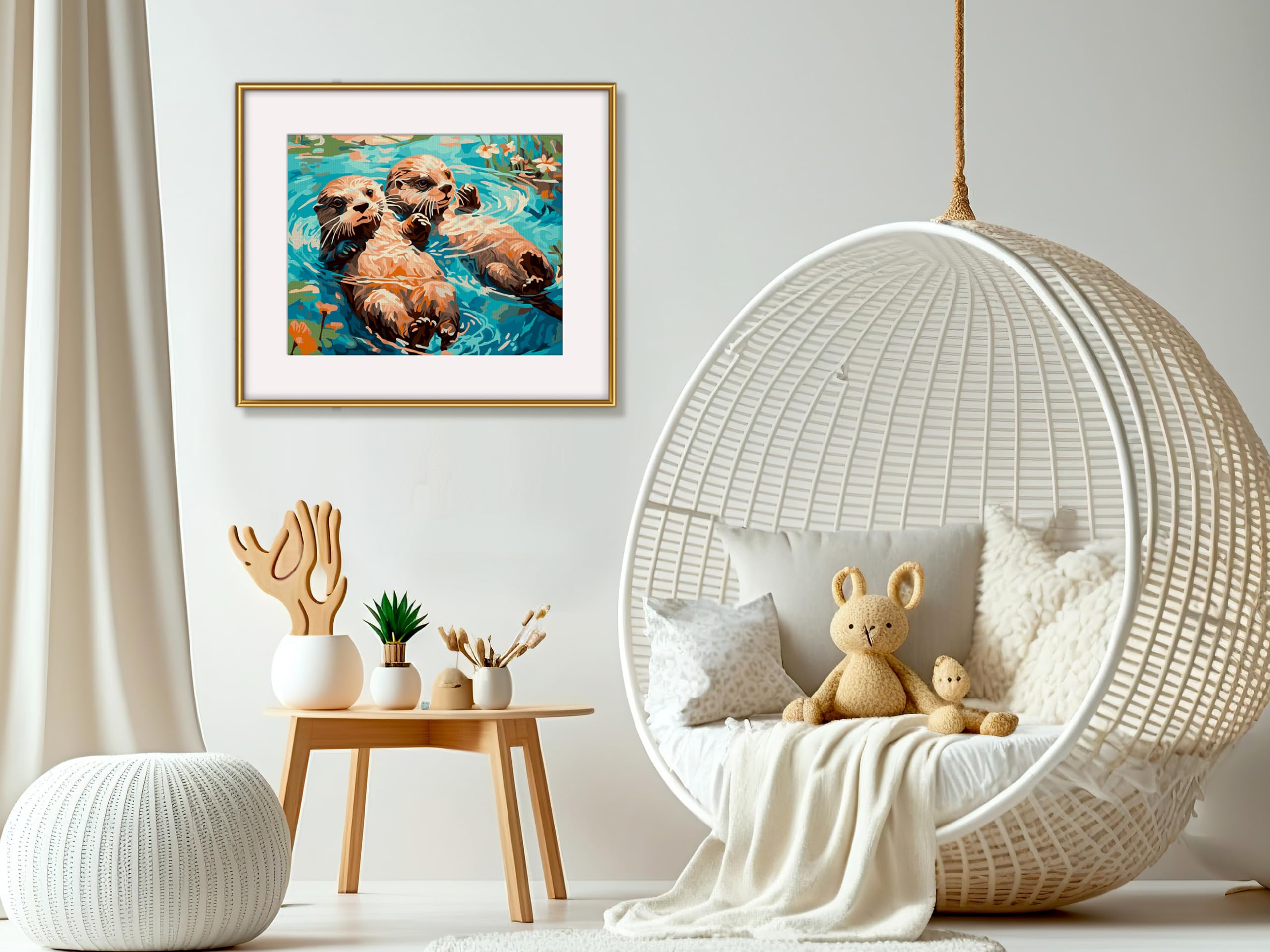 Schipper 609240917 Malowanie według numerów – para wydry – obrazy dla dorosłych, łącznie z pędzlem i farbami akrylowymi, 24 x 30 cm