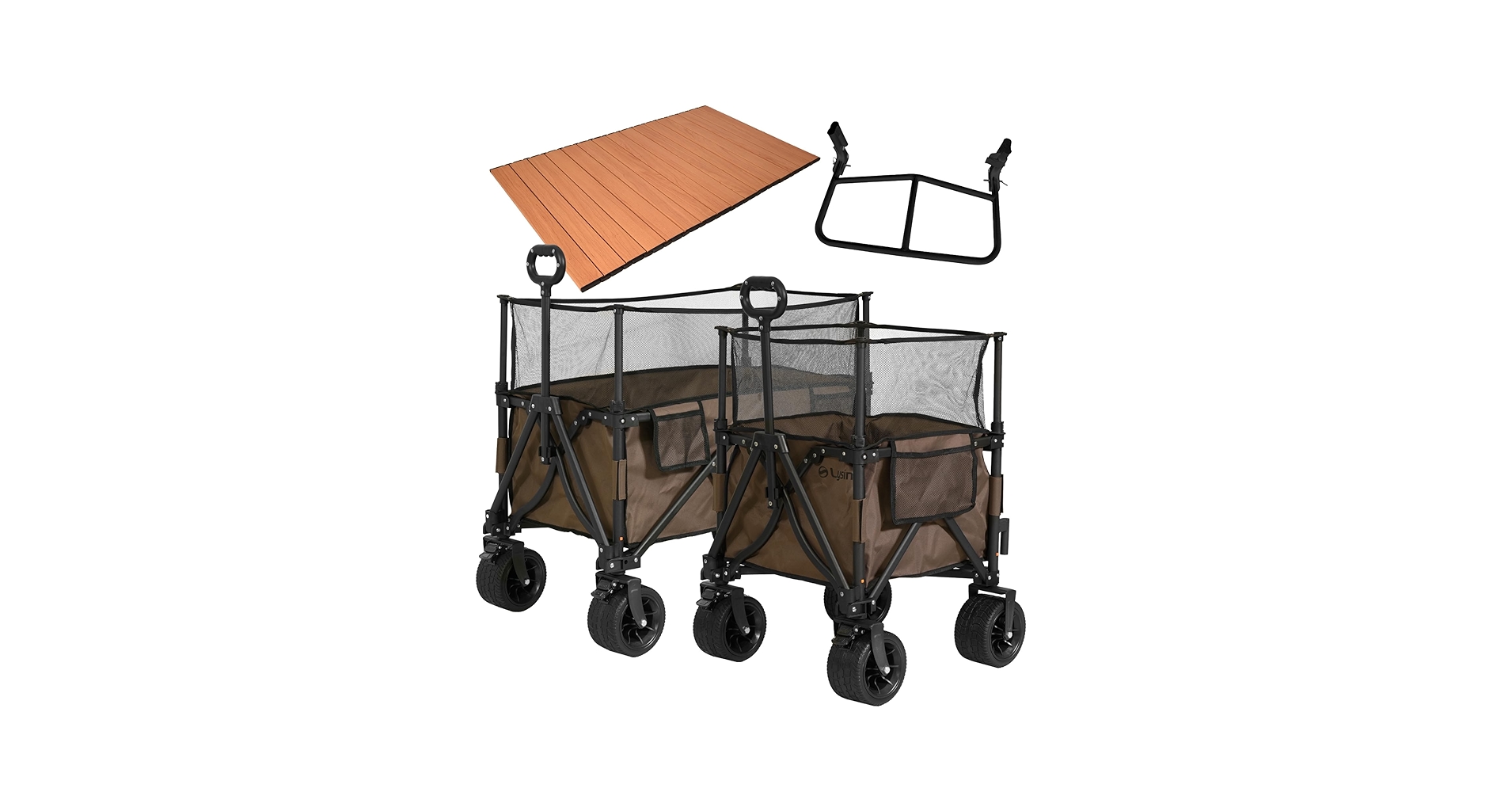 Lysin 折りたたみキャリーワゴン2段タイプ　 ベージュ Lysin 折りたたみキャリーワゴン2段タイプ ベージュ