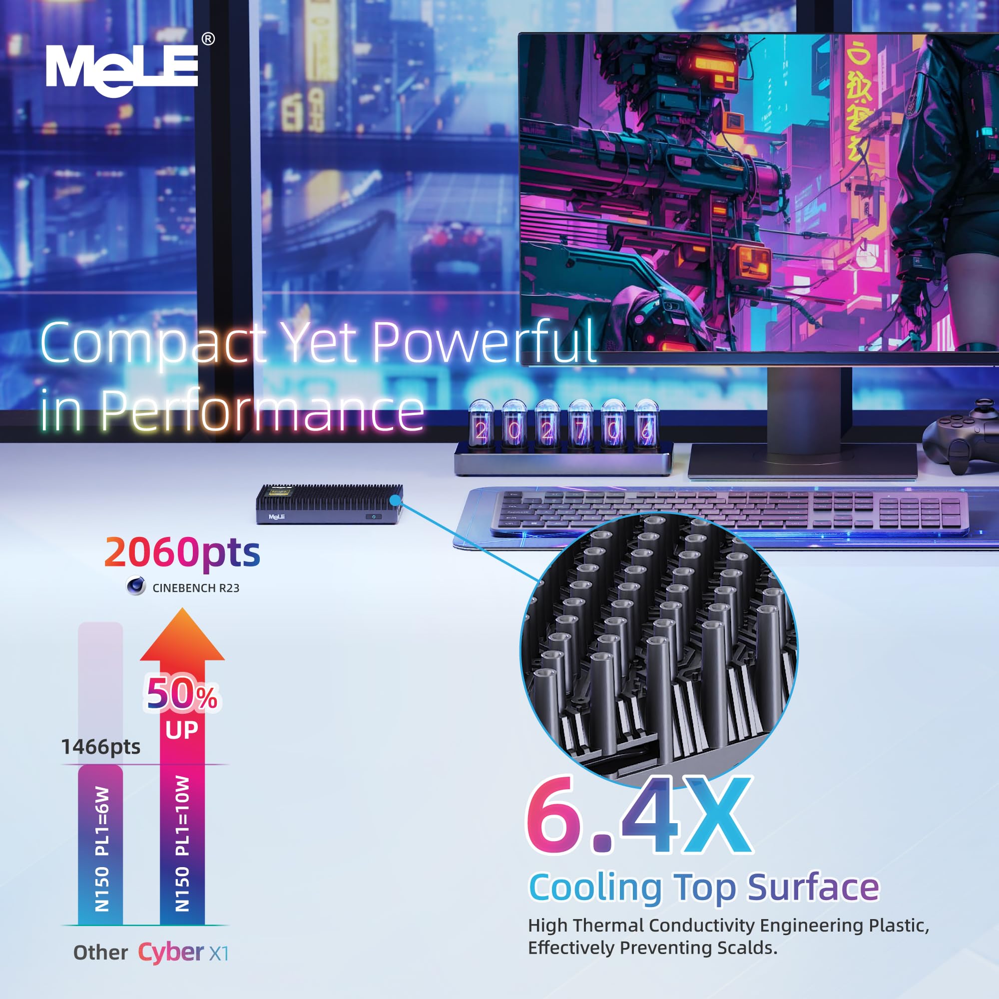 MeLE Business Grade Cyber X1 lüfterloser Mini PC N150 8GB 128GB