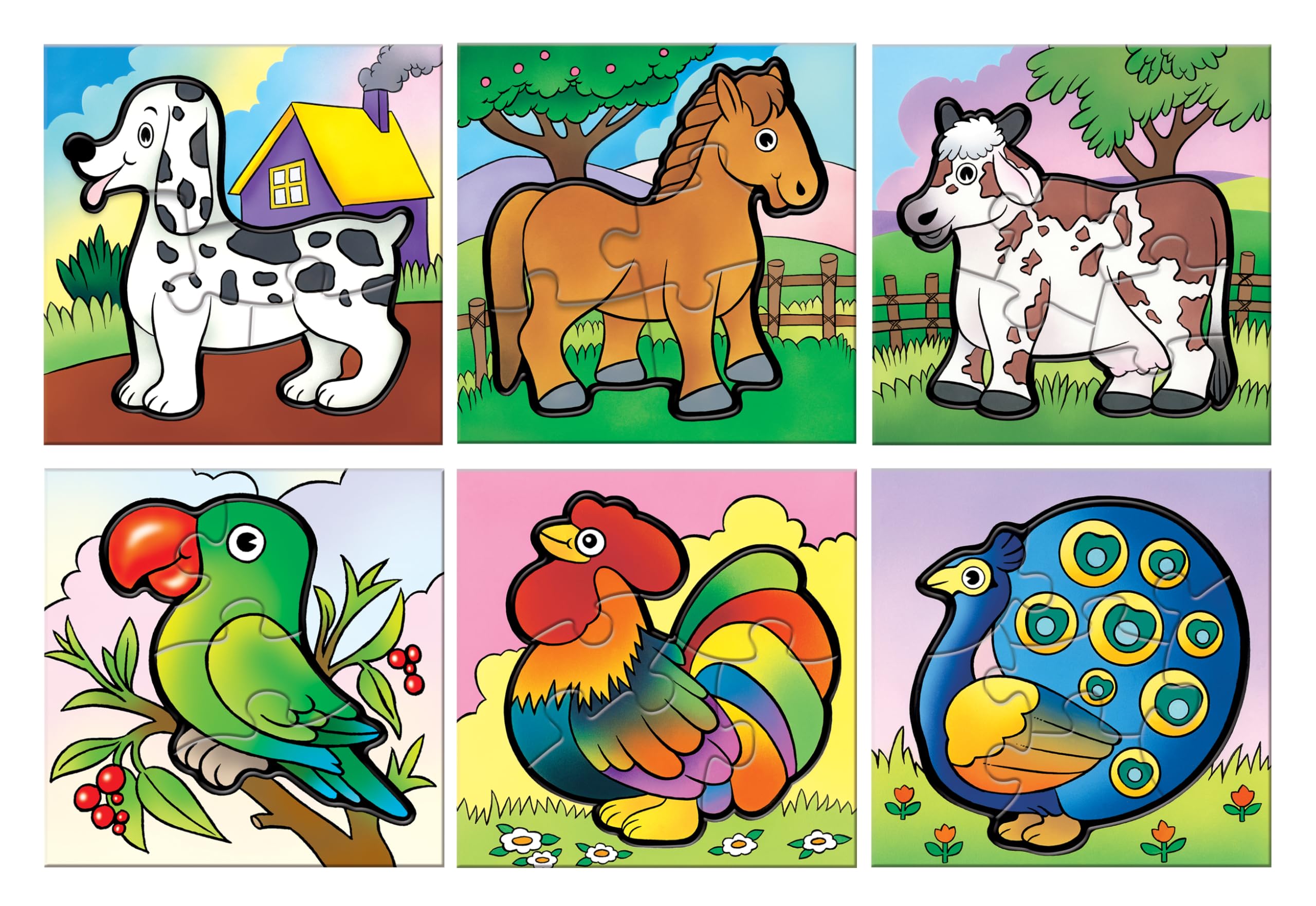 Frank 6 in 1 First Fun & Educational Jigsaw Puzzles for Kids - Combo Pack of 2 (3 Cardboard Puzzles Each) -Animals & with Wings - Age 3 Years Old & Above- Fun & Challenging Brain Booster Games
