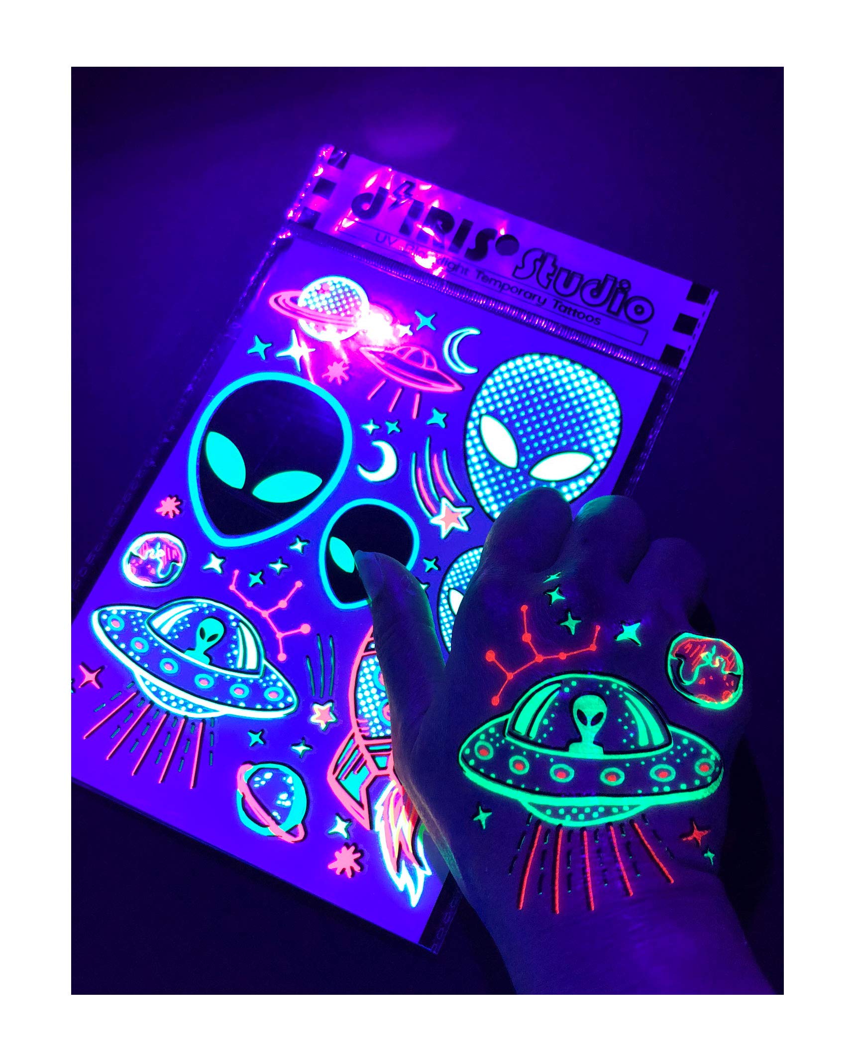 Blacklight Glow Party Temporary Tattoo1 Sheet UFO Buy Online in