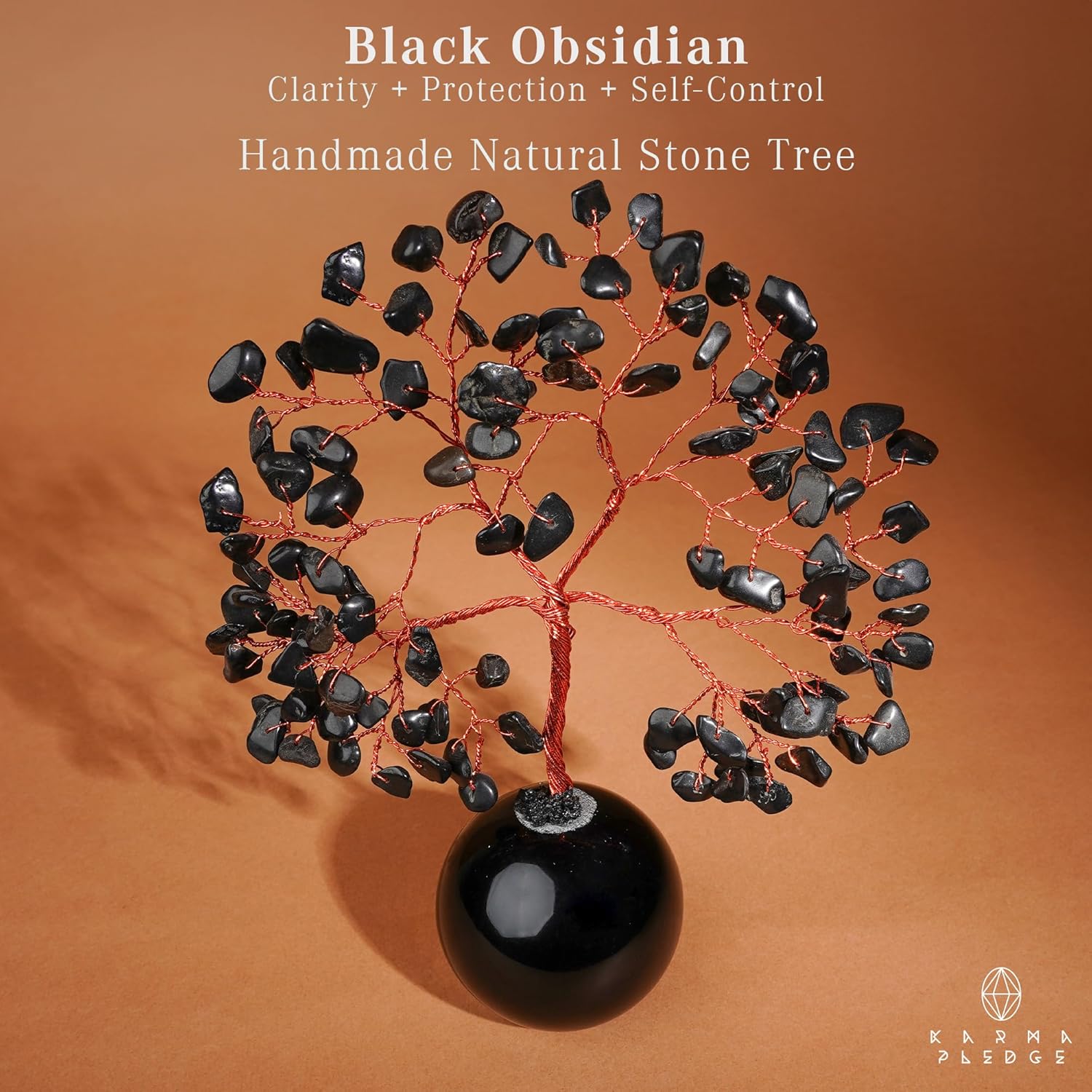 Black Obsidian Crystal Tree of Life Birthday Gifts for Women, Handmade Home Decor, Office, Room Decoration, Reiki Healing Crystal Chakra Tree for Money, Positivity, Good Luck Gifts for Her, Mom & Dad - Image 2