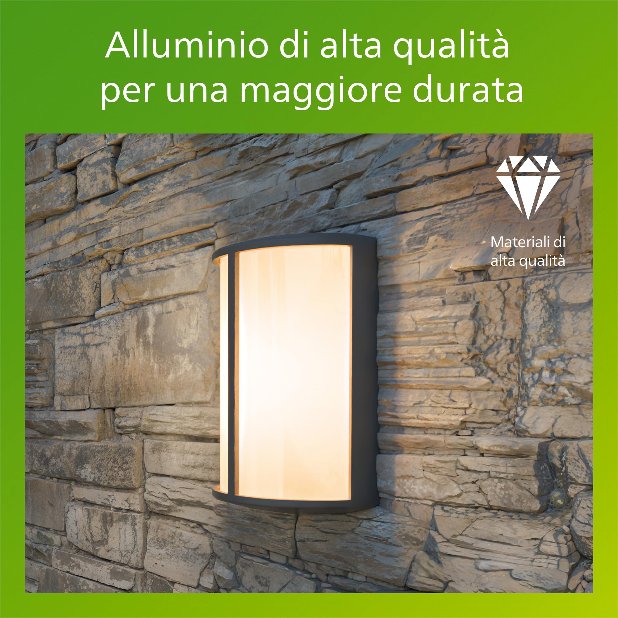 Philips Stock Applique LED, Lampada da Esterno, 5,5 W, 700 lm, Luce Bianca Calda 2.700 K, Resistente a Intemperie IP44, LED Integrato, Durevole, Alluminio, Grigio Antracite