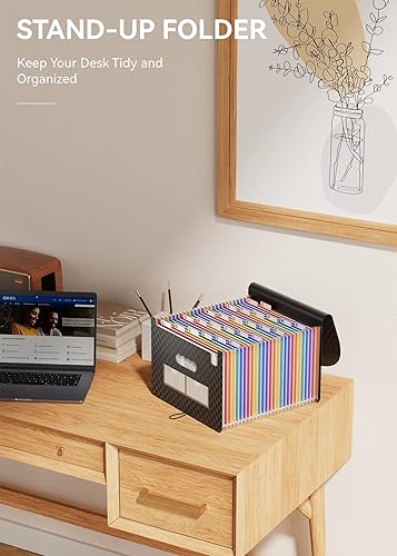 Miniatura 9 de ABC life Organizador de archivos de acordeón de 26 bolsillos y organizador mensual de recibos de facturas de 12 bolsillos, carpetas de archivos