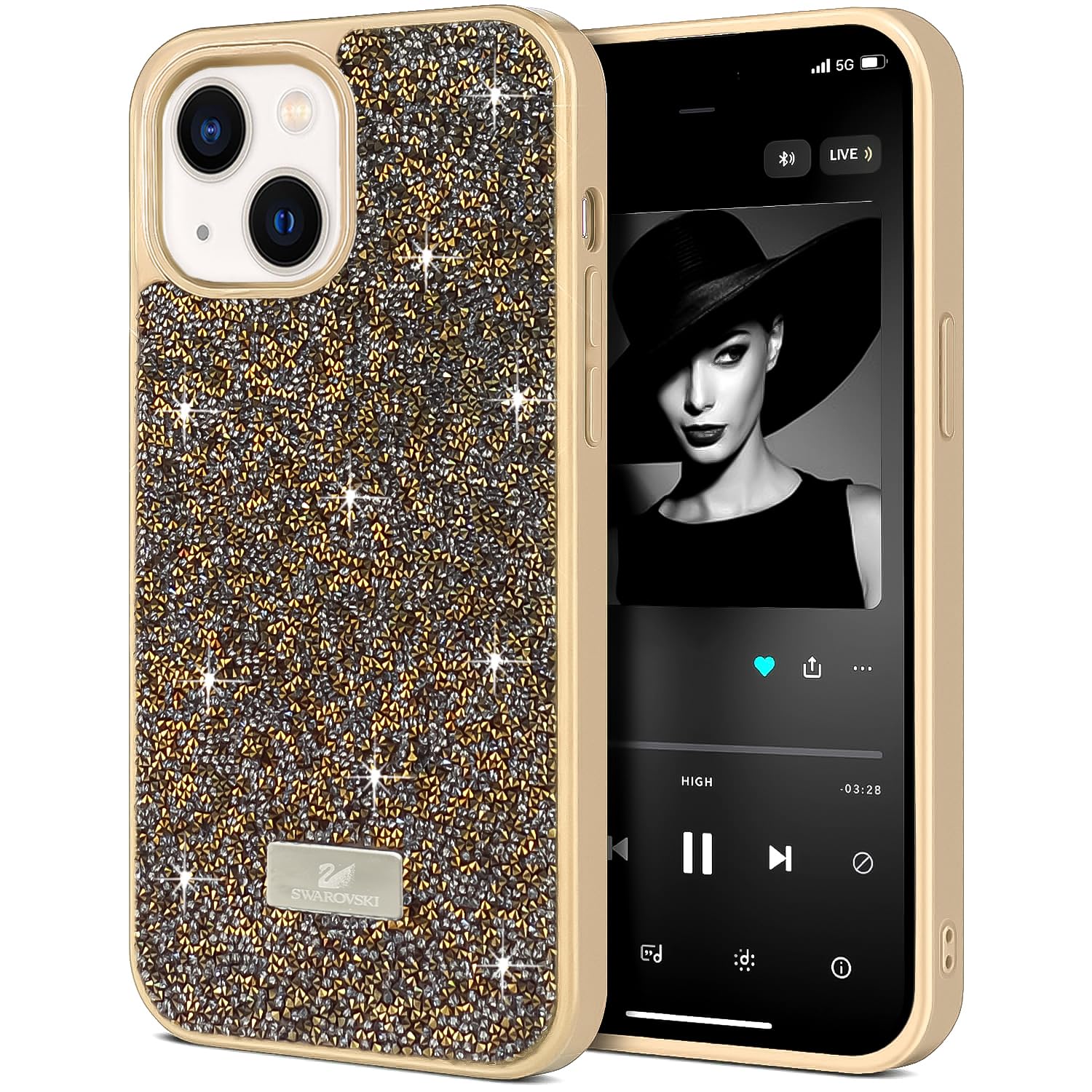 Dl3 Mobilak Case For iPhone 15 (6.1 Inch) Case Glitter, Sparkle Diamond Crystal Bling Case with Bling, Ultra Thin Lightweight Full Body Shockproof Anti-Scratch Protective Cover