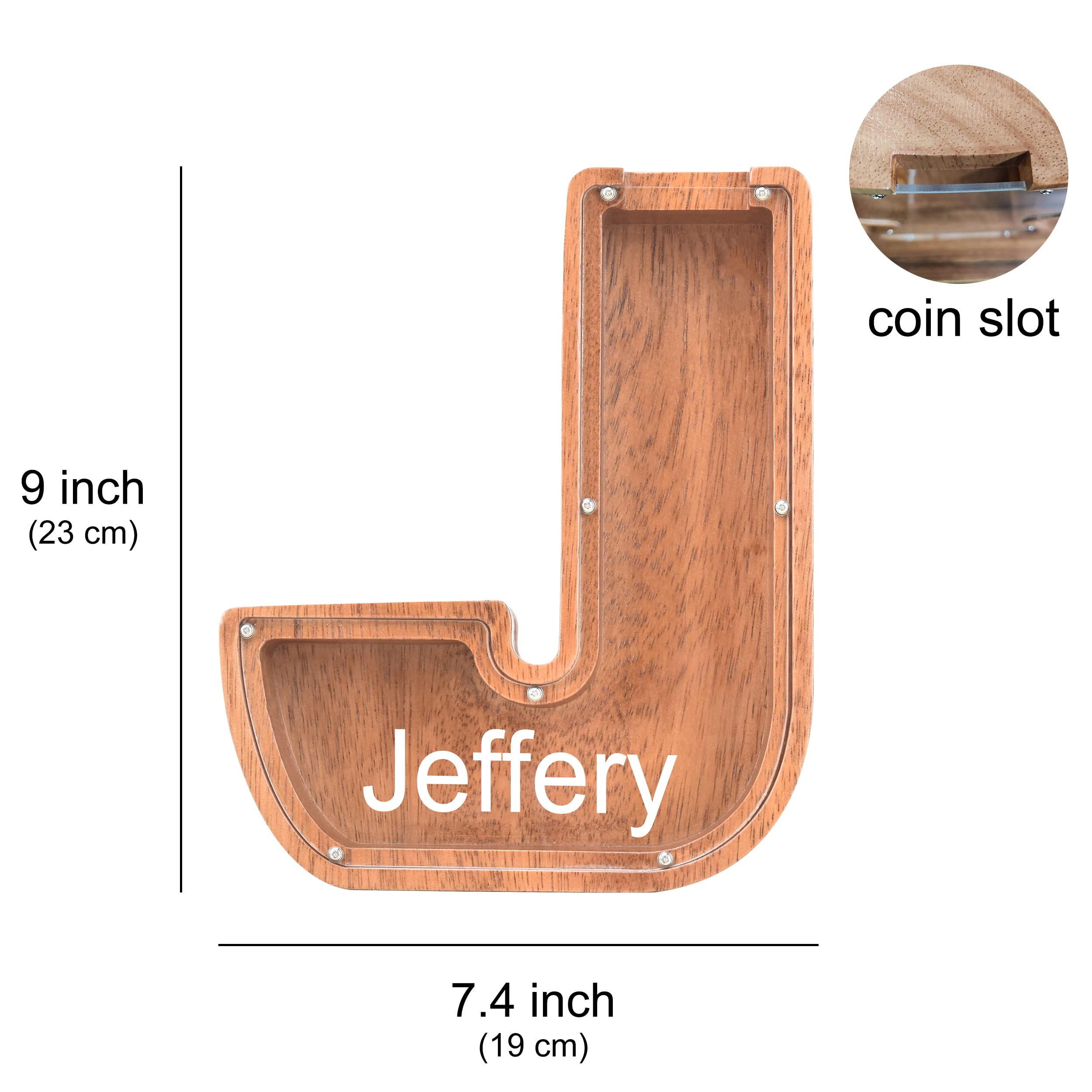 木製レターピギーバンク 子供用 ACOKI A-Z アルファベットレターコインバンク ギフトパッケージ付き パーソナライズされたマネ カスタムネーム  貯金箱 子供、パーソナライズされたレターピギーバンク、木製アルファベット貯金箱、男の子/女の子へのギフト クリスマス 誕生 ...