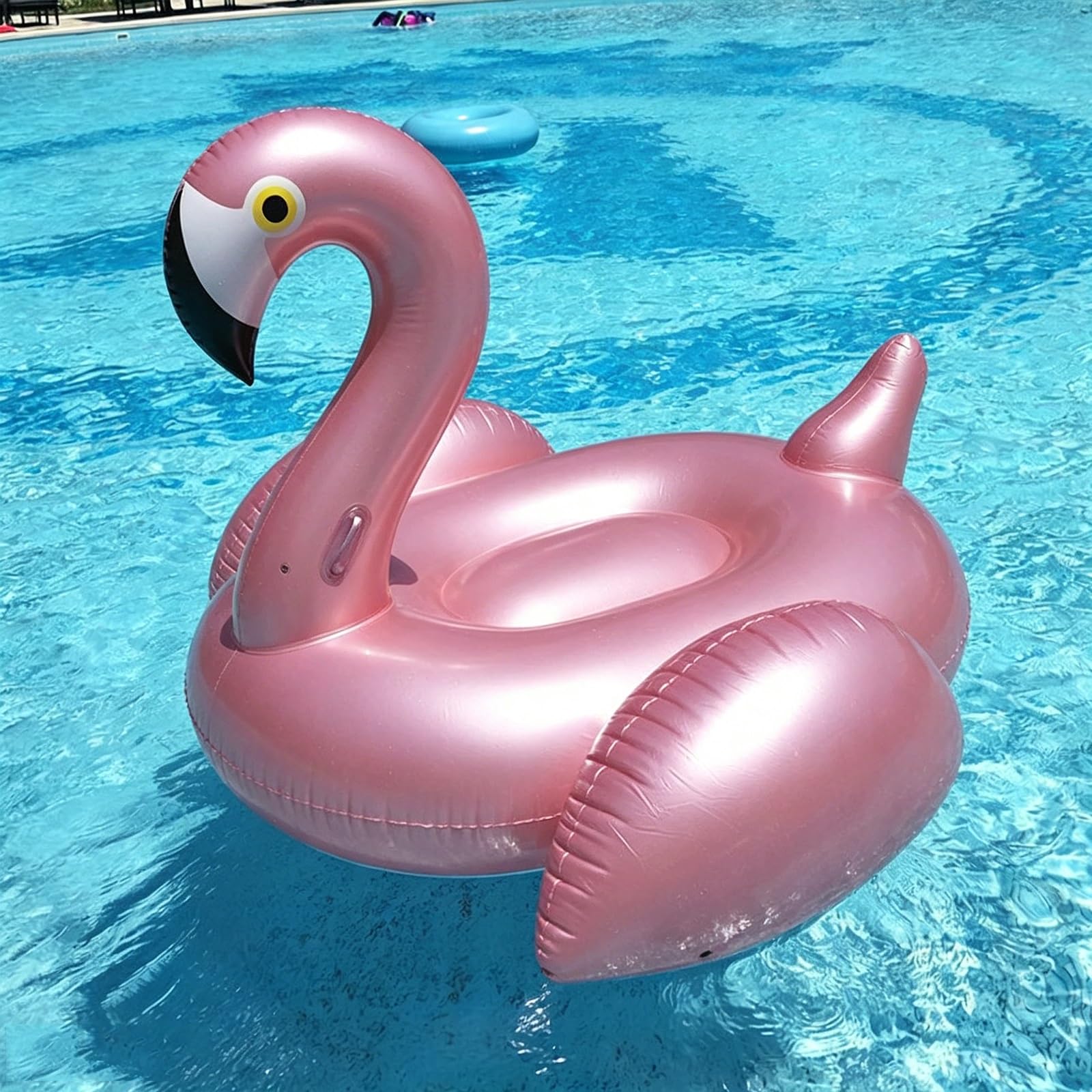 Flotadores Piscina Oro Rosa, Flotador Hinchable Gigante con Asas, PVC Grueso, Colchoneta para Piscina, Lago y Playa