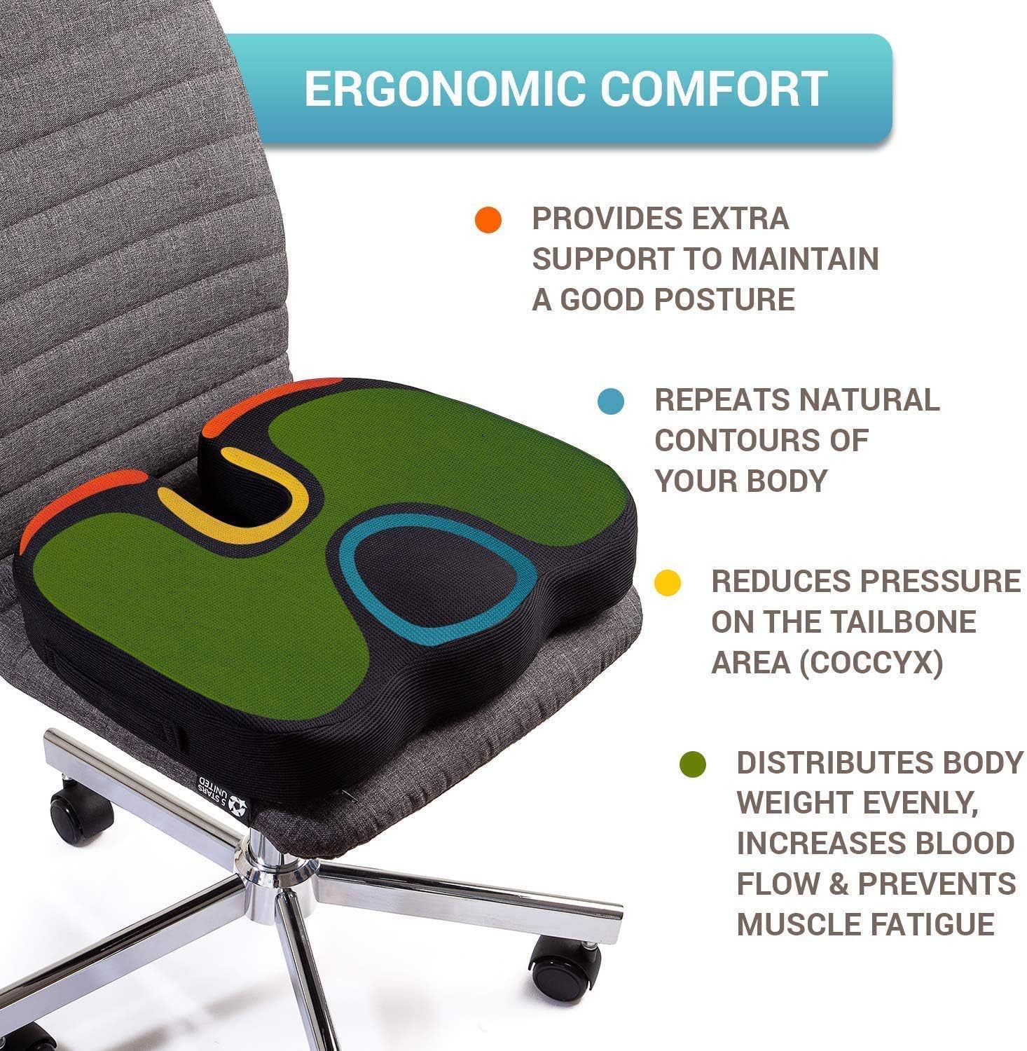 Buy Seat Cushion Pillow For Office Chair 100 Memory Foam Firm Coccyx Pad Tailbone