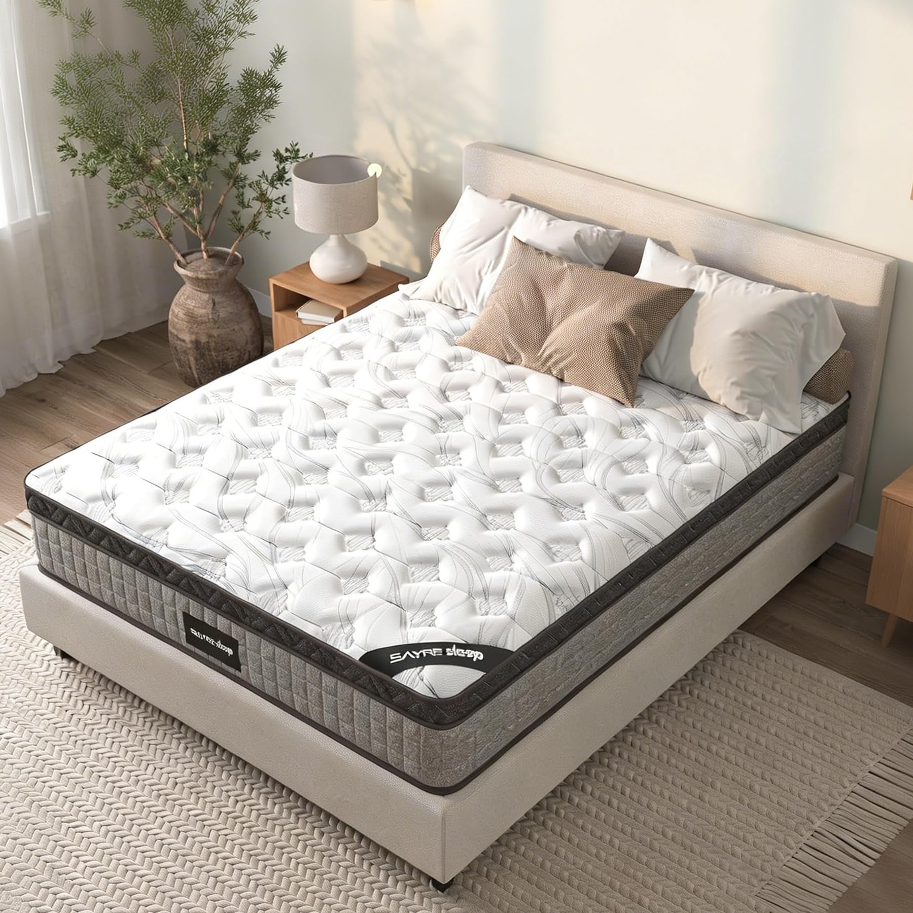 Photo 1 of ***STOCK PHOTO FOR REFERENCE ONLY***12'' Full Mattress, Full Size Mattress in a Box, Modern New Diamond Innerspring Hybrid & Cooling Gel Memory Foam Mattresses, Pressure Relief & Motion Isolation, RV Medium Firm Matress (Full 12'')