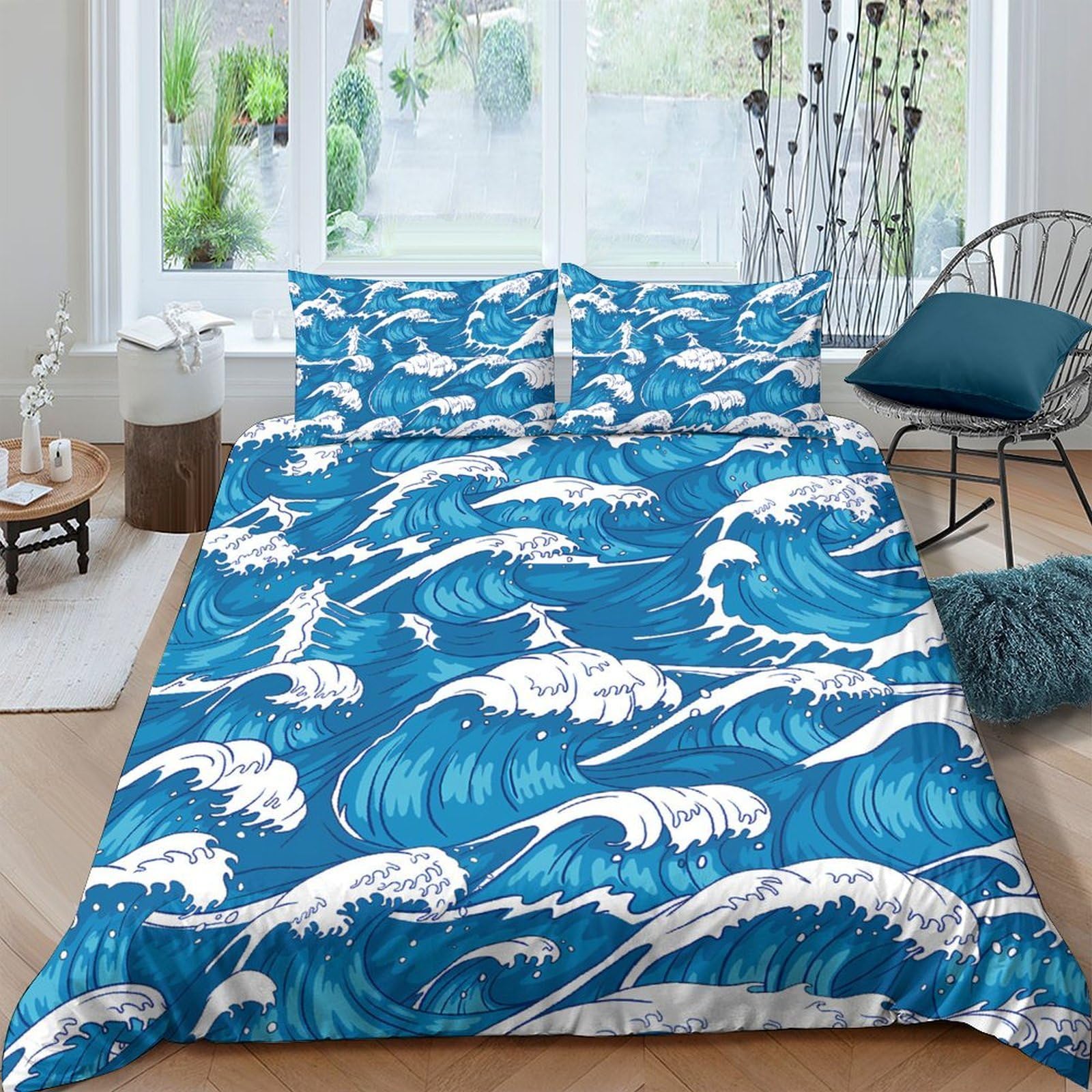 Ctjqhvkz Style-8 3D Printed Ocean Wave Fitted Sheet Microfiber Soft Breathable Sea Surf Mattress Cover For Bedroom Dorm Decor Single（135X200cm）