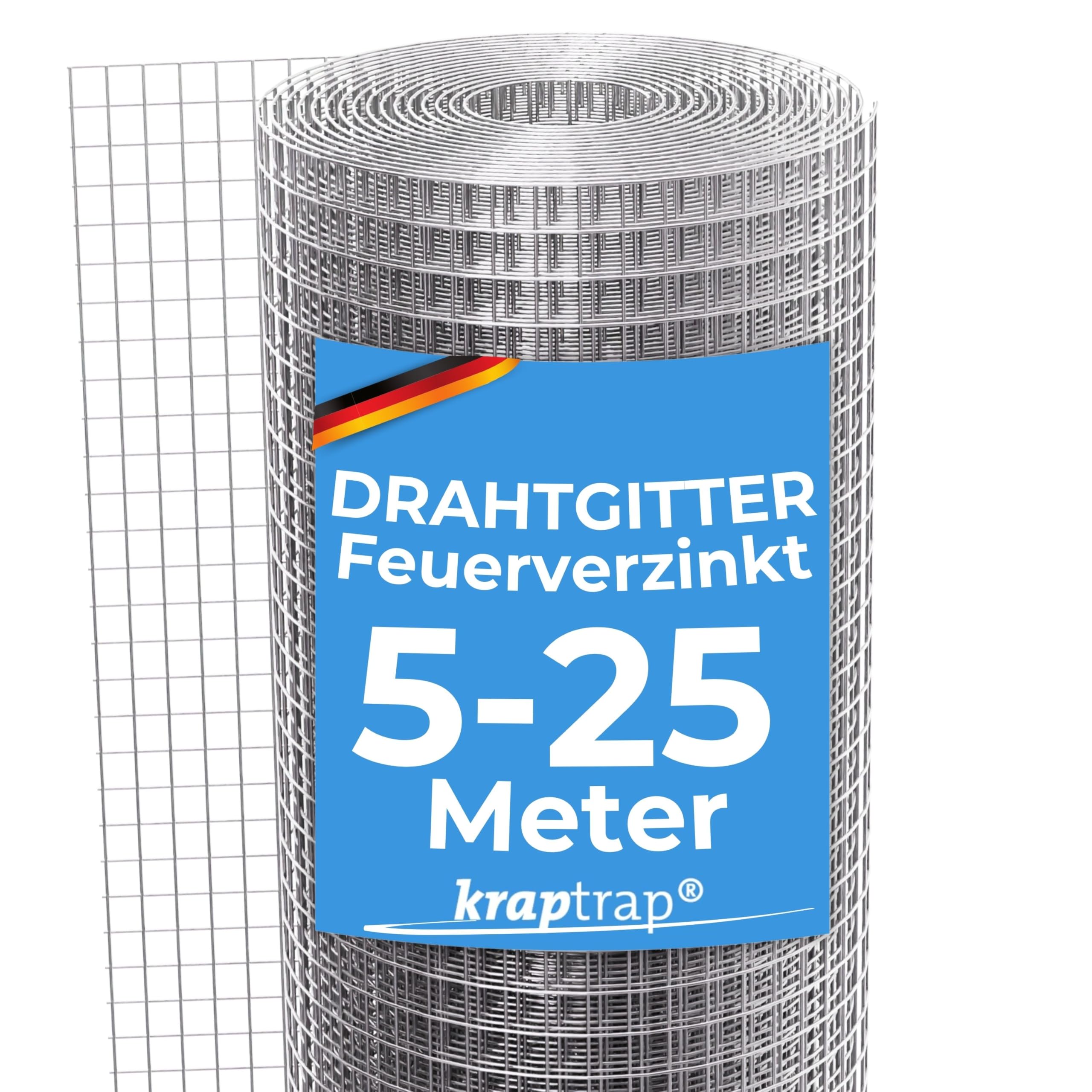 KrapTrap Volierendraht Drahtgitter I 19x19mm I 1m x 20m x 1,45mm I verzinkt I Drahtgitter als Vogeldraht, Hasengitter, Kaninchengitter oder Hühnerdraht