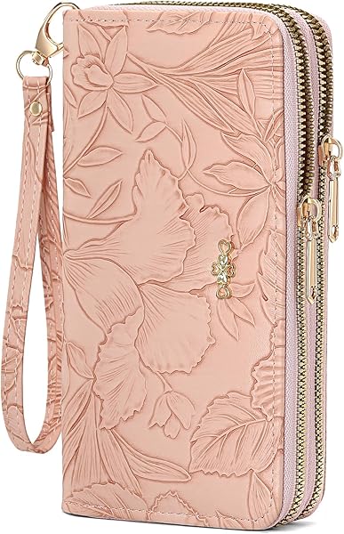 Wallet for Women Clutch Double Zip Around Credit Card Holder Leather Women's Wallet Large Capacity