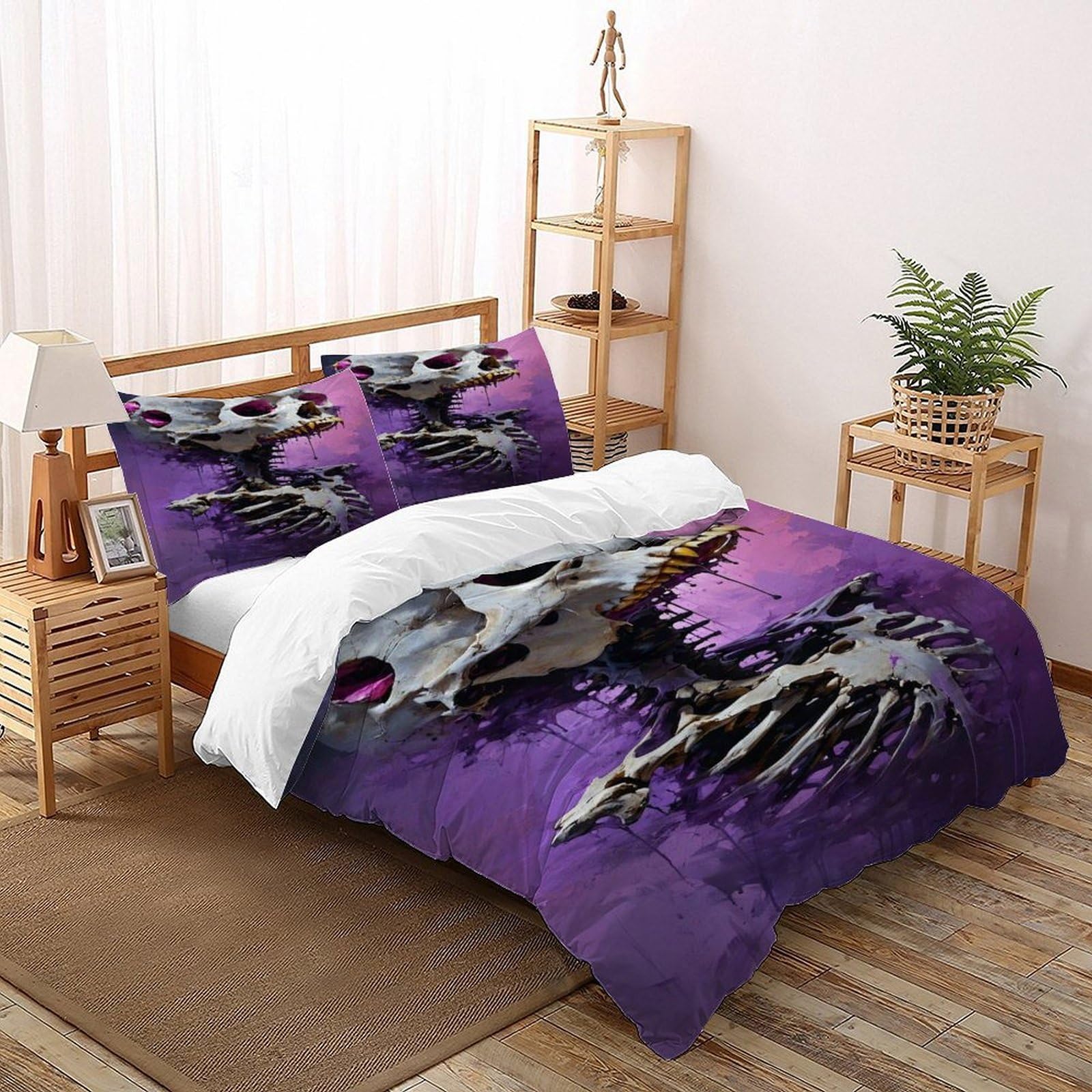 Purple Bedding Set Theme Bedspread Gothic Theme Duvet Cover Set Microfiber Comforter Cover Suitable for Family,couple,children Pillowcase Double（200x200cm）