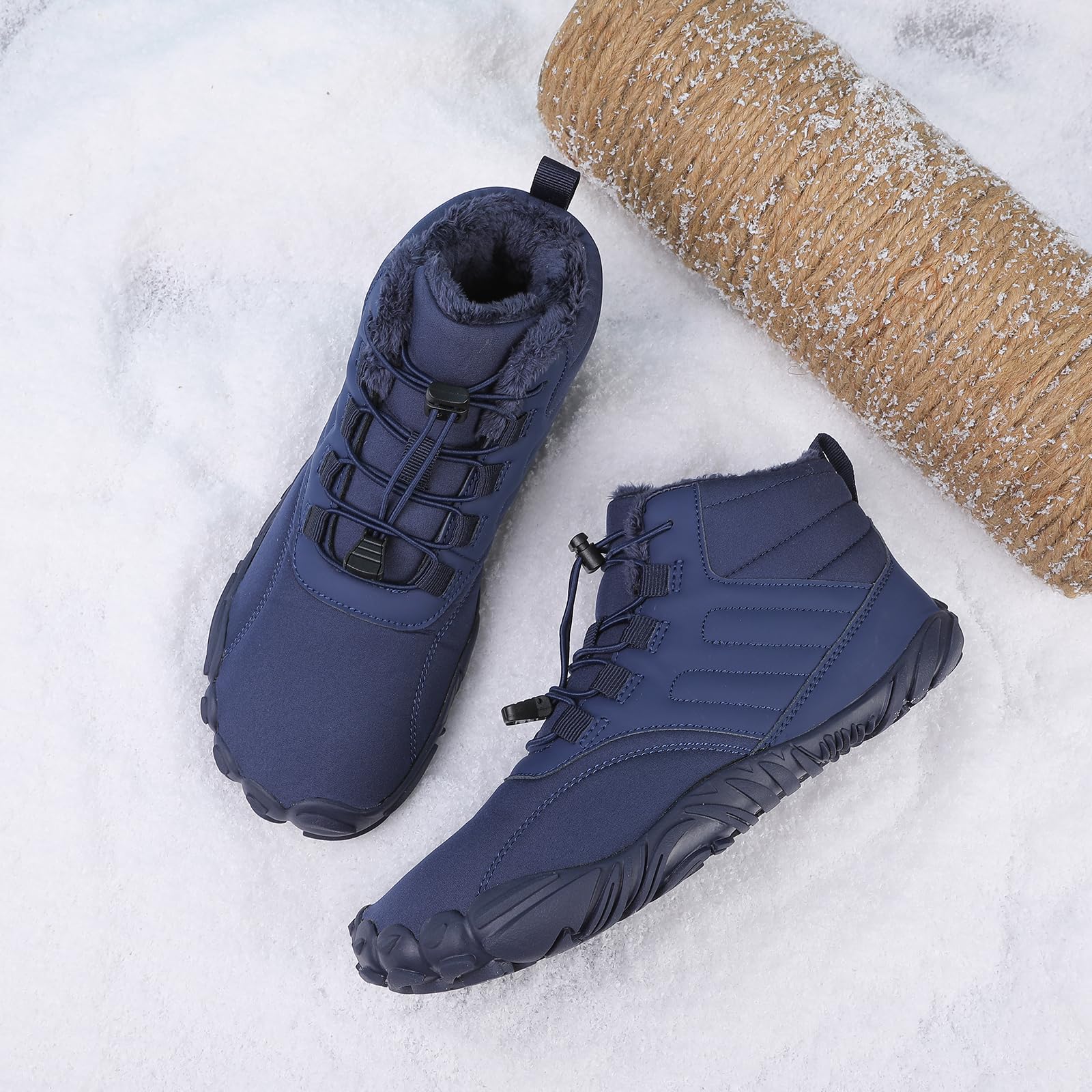 Barfußschuhe Unisex Winterstiefel Damen Herren Zehenschuhe Aquaschuhe Outdoor Winter Warm rutschfest Wasserdicht Gefüttert Winterschuhe Traillaufschuhe